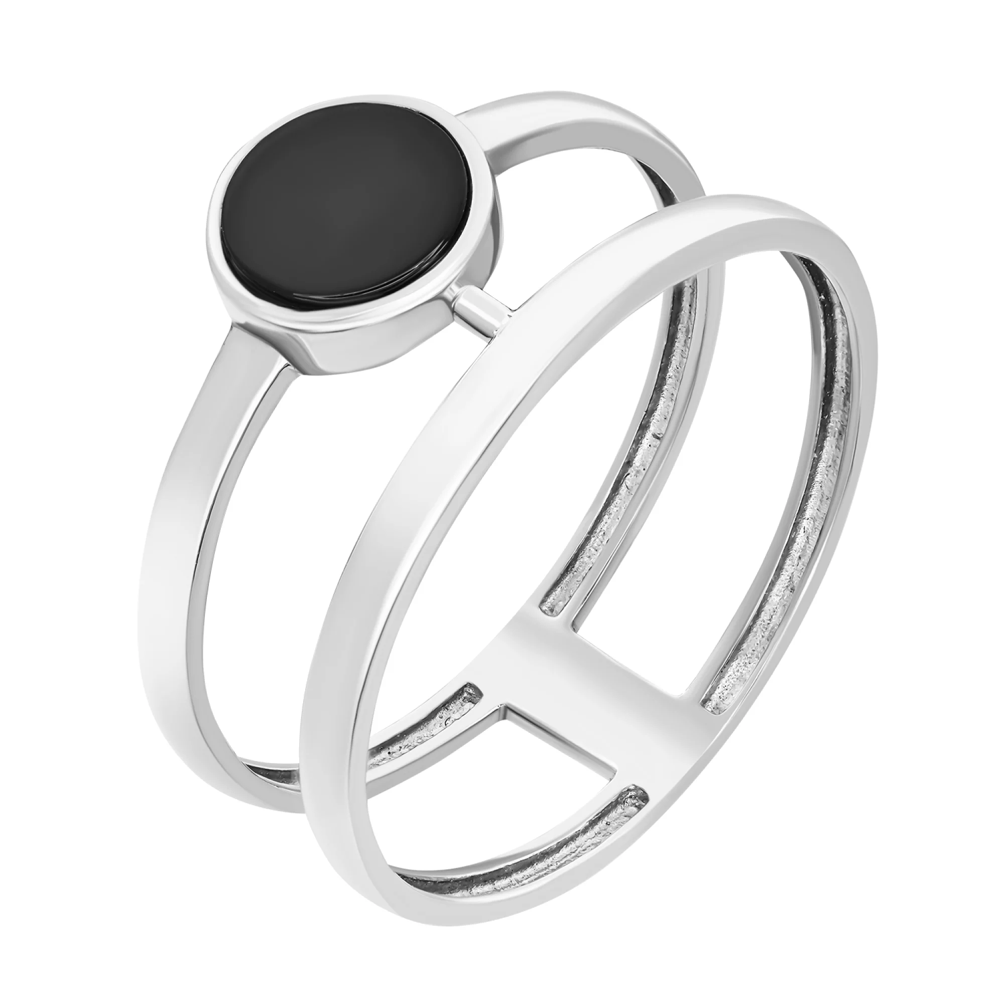 Двойное серебряное кольцо с агатом - 1593729 – изображение 1