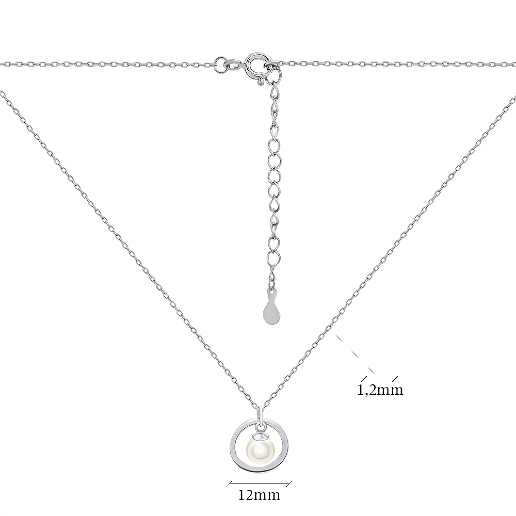Цепочка с подвеской из серебра с жемчужиной якорное плетение - 1487095 – изображение 3