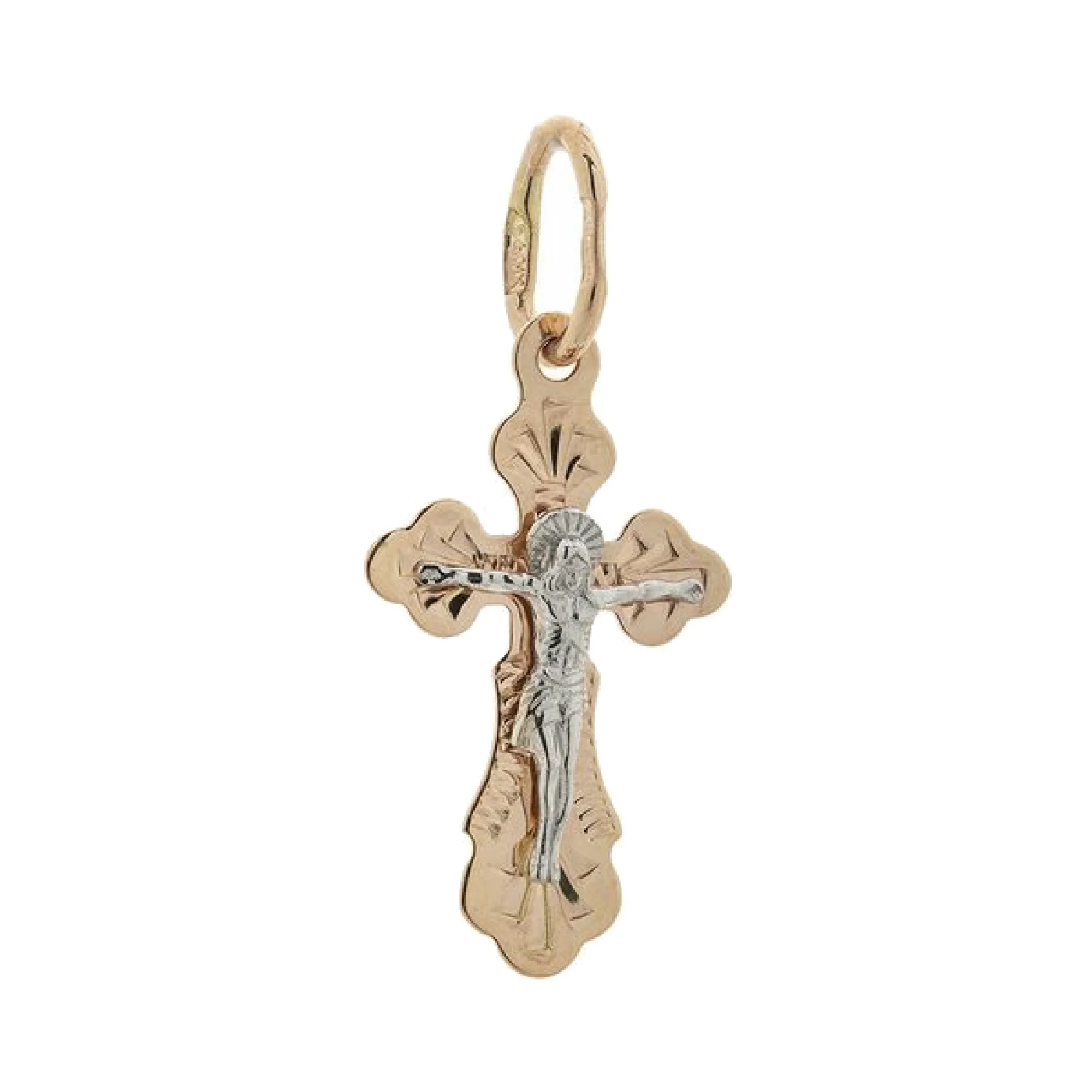 Крестик из комбинированного золота - 367153 - 1