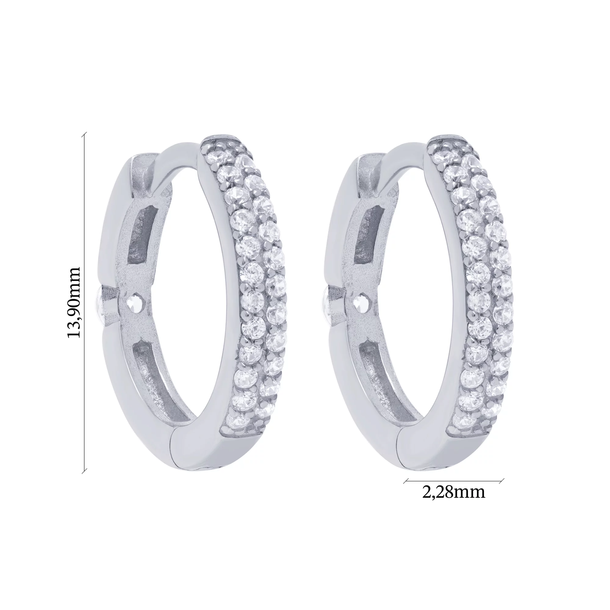 Серьги-кольца серебряные с фианитами - 1668489 – изображение 3