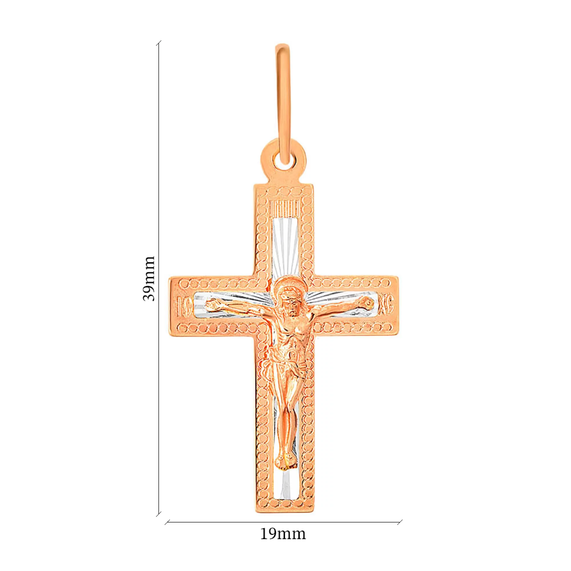 Хрестик з комбінованого золота - 1260343 – зображення 2