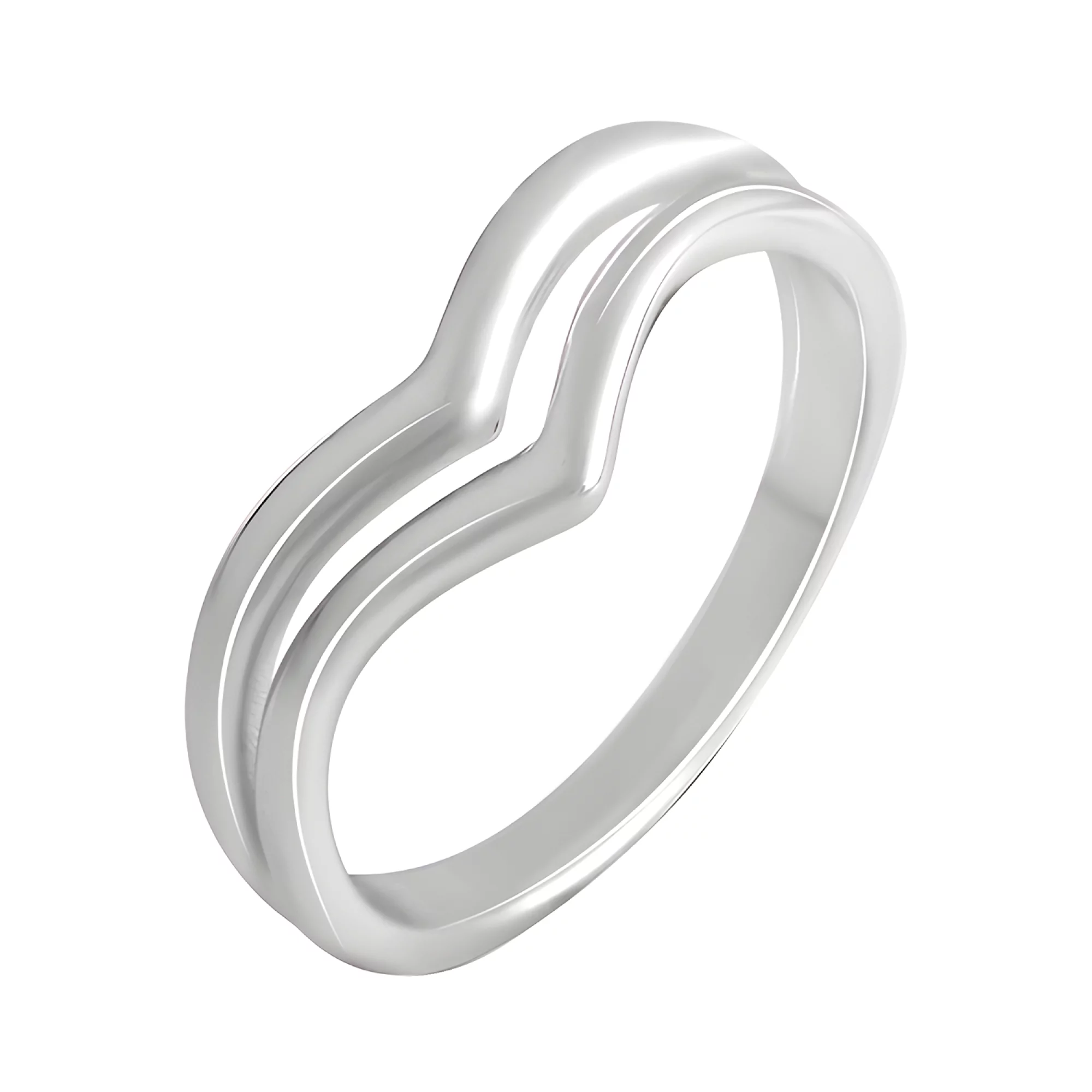Подвійна срібна каблучка у мінімалістичному стилі - 1542845 – зображення 1