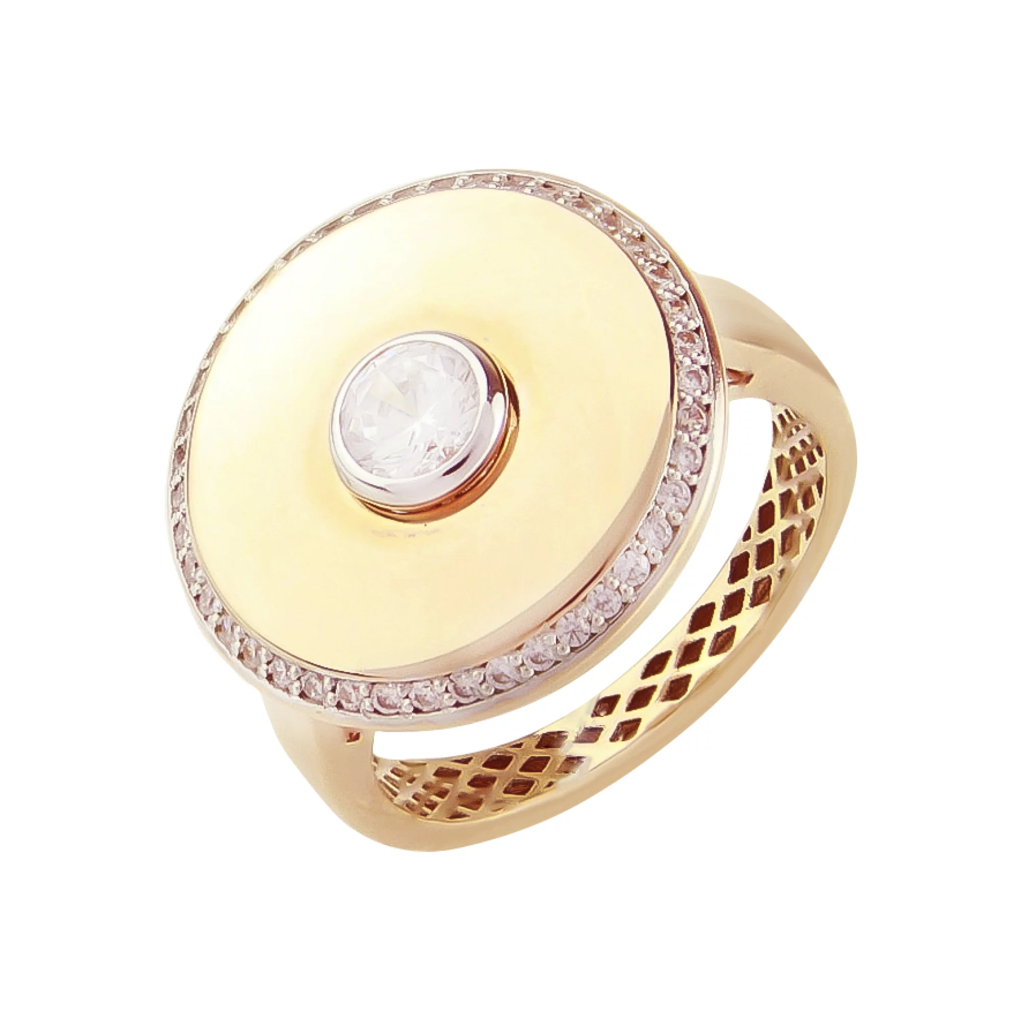 Золотое кольцо с фианитами - 482915 – изображение 1