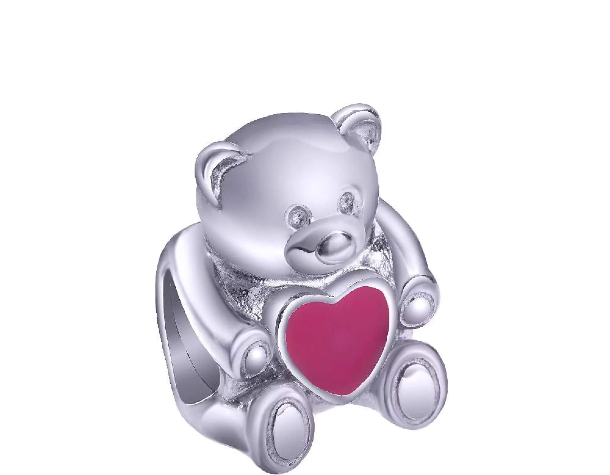 Серебряный шарм Медвежонок с сердцем - 458230 – изображение 1