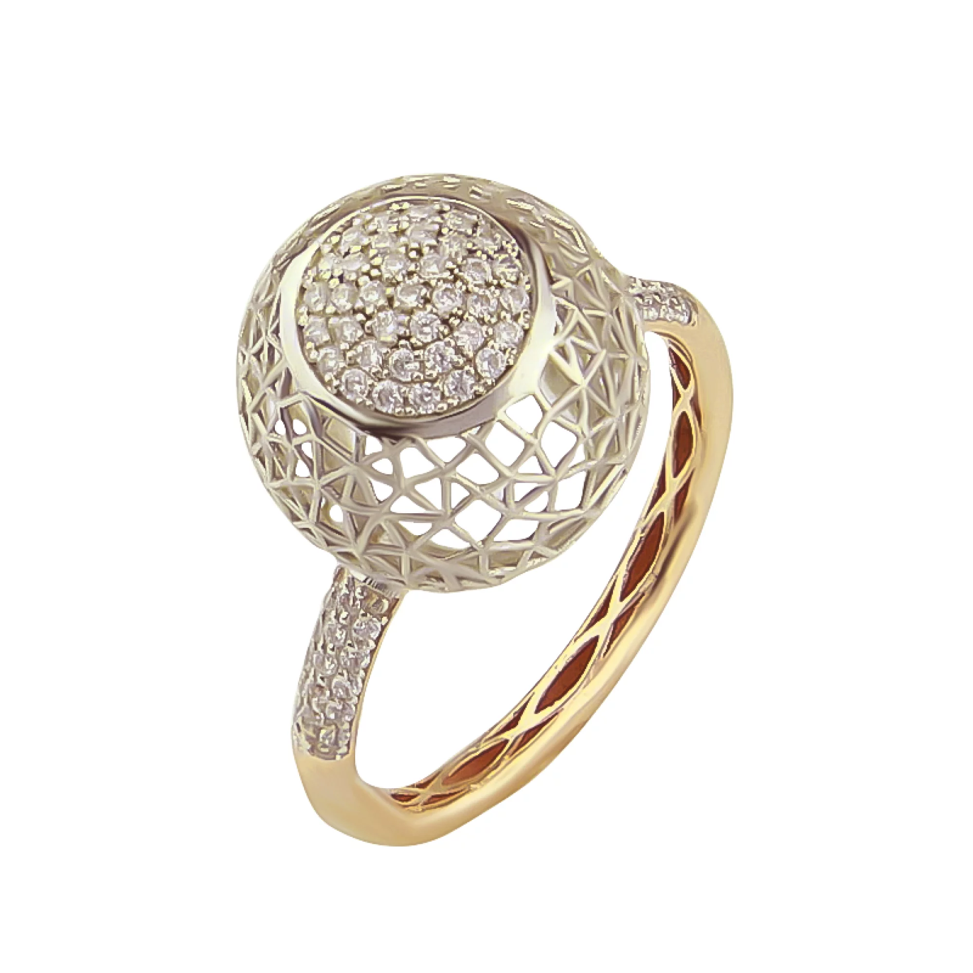 Золотое кольцо с фианитами - 482907 – изображение 1