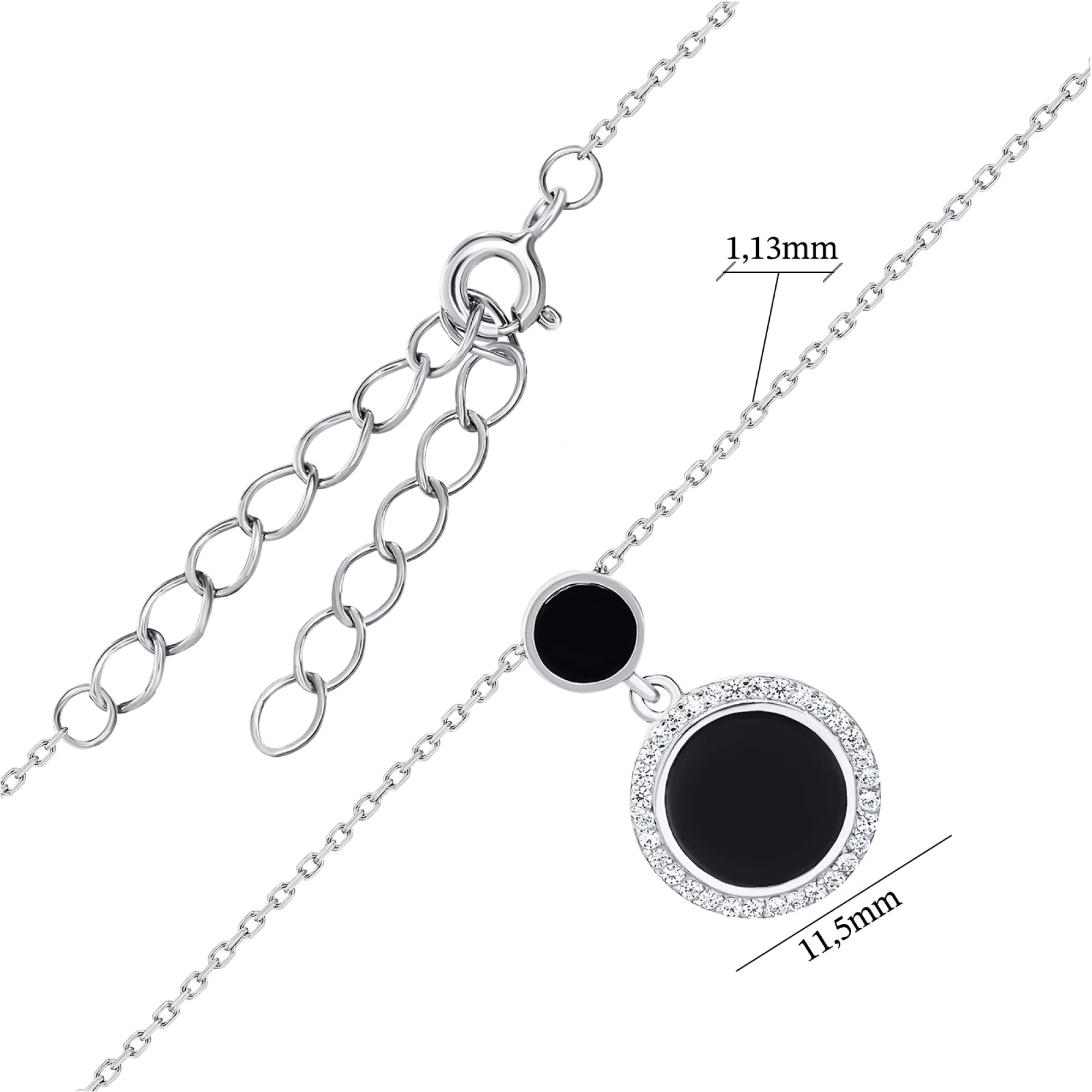 Серебряное колье с эмалью и фианитами плетение якорь - 1547701 – изображение 3