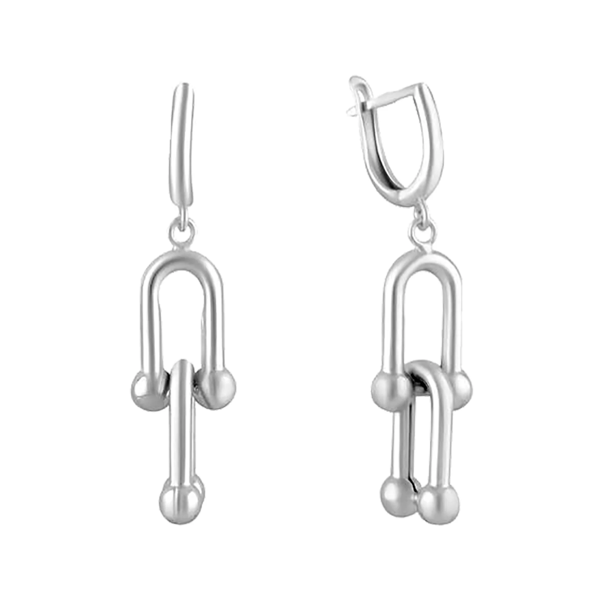 Сережки из белого золота с подвесками - 966041 - 1