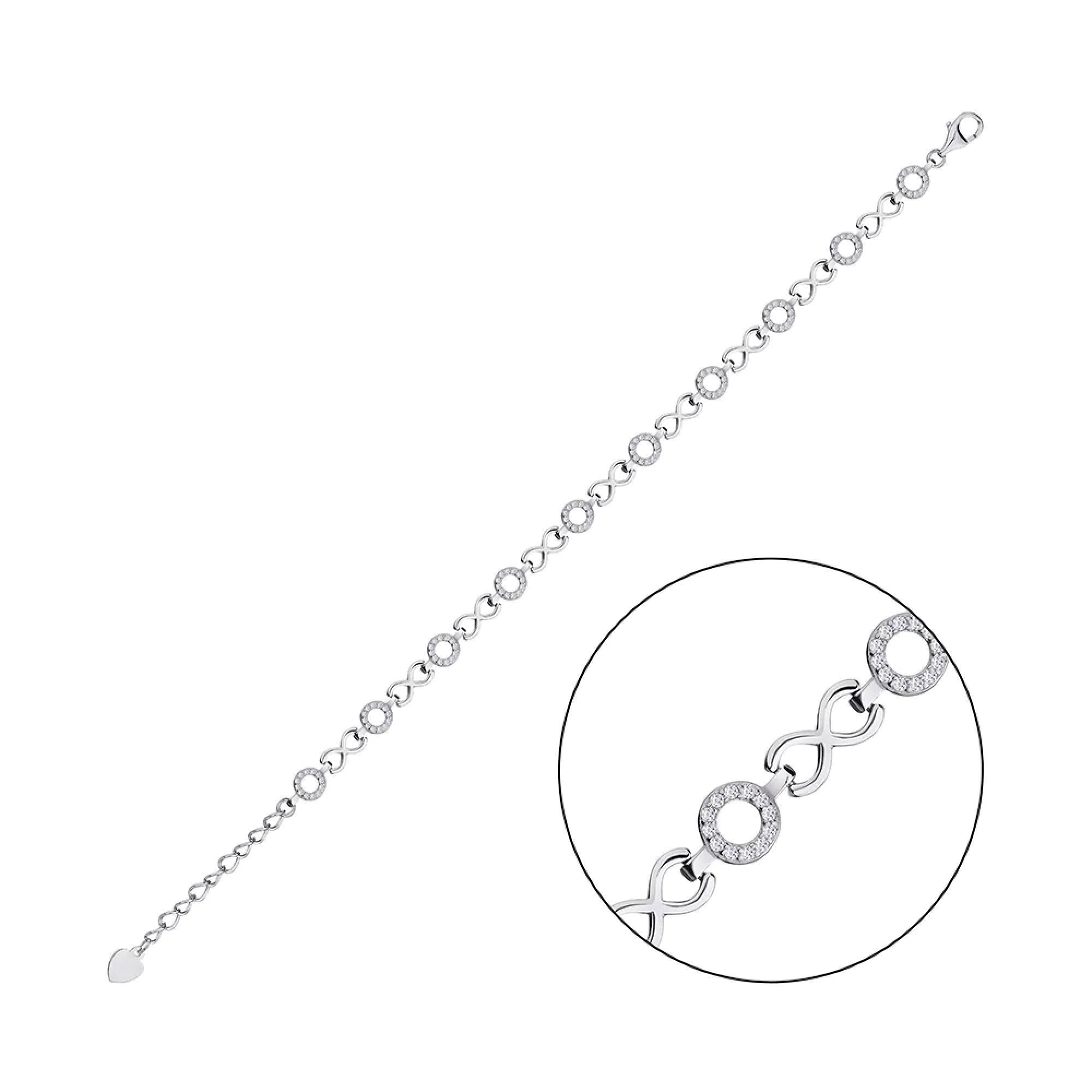 Браслет из серебра с фианитом плетение Фантазия - 1294706 – изображение 2