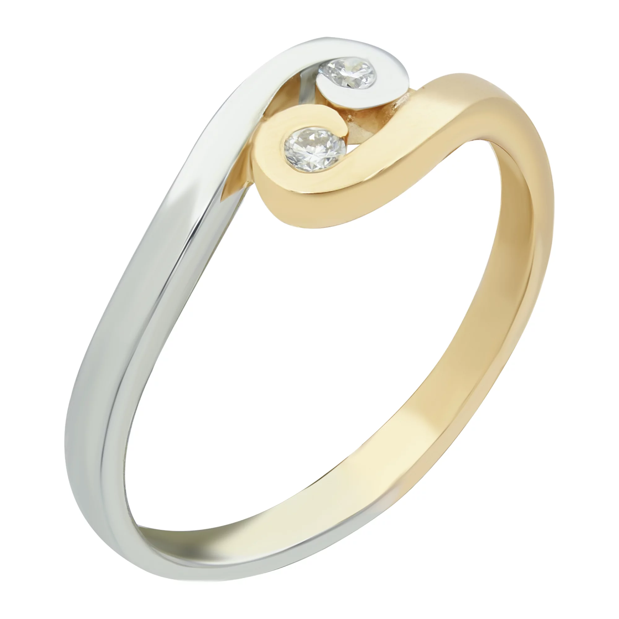 Кольцо из комбинированного золота с бриллиантами - 474378 – изображение 1