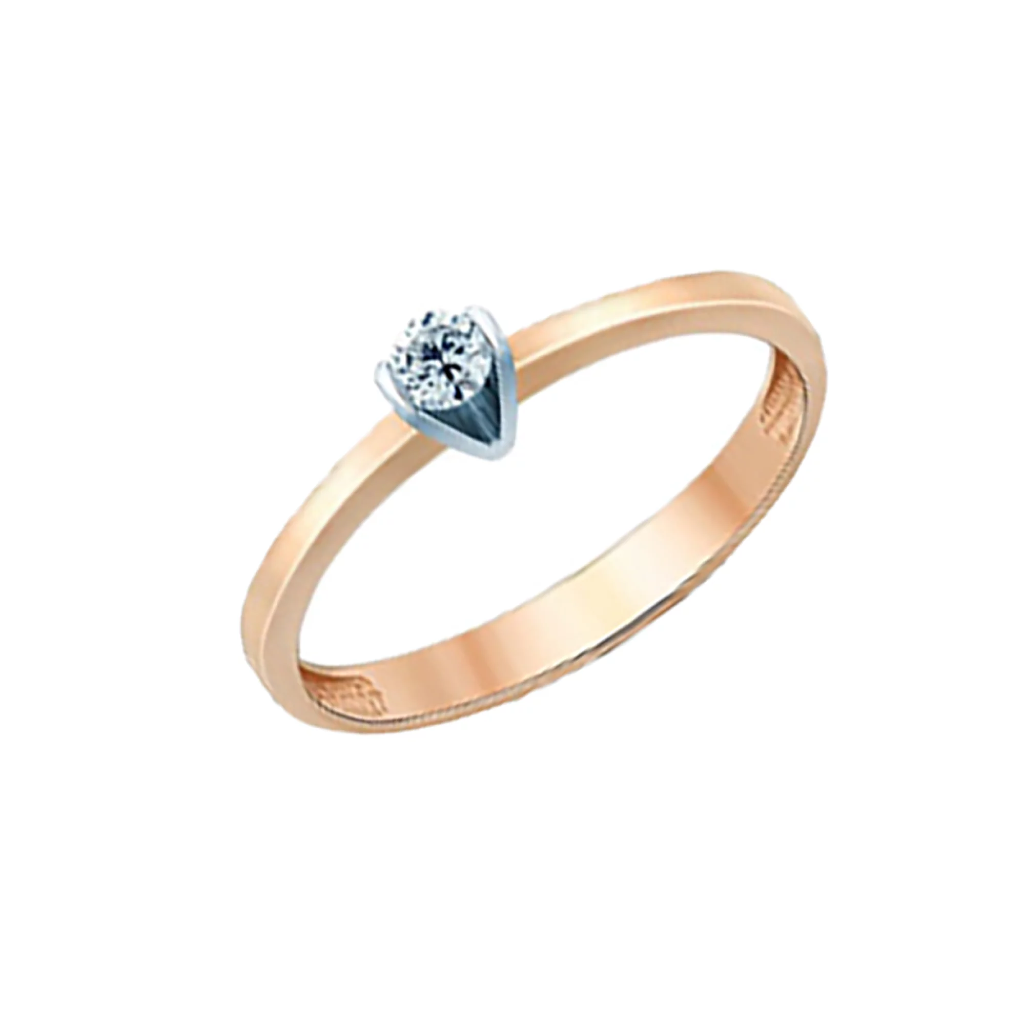 Кольцо из красного золота с бриллиантом - 511599 – изображение 1