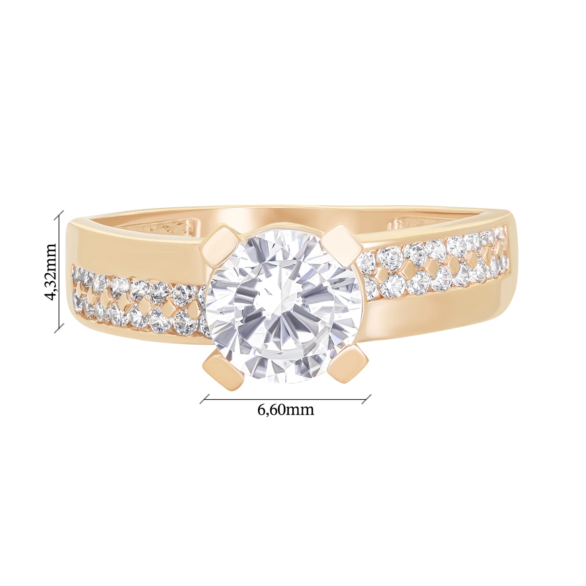 Золотое кольцо для помолвки с фианитами - 1579443 – изображение 3