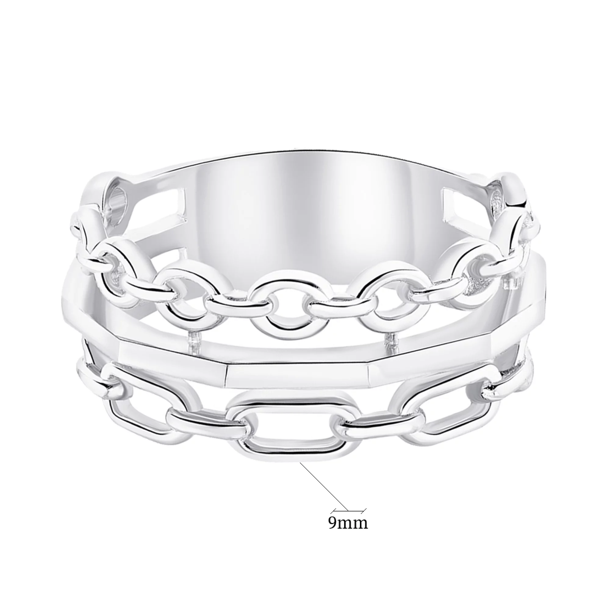 Кольцо из серебра "Цепи" - 1301876 – изображение 2