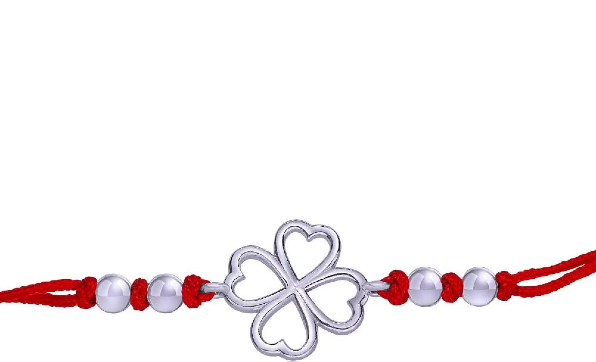 Червона нитка зі срібною вставкою Сердечка - 457900 – зображення 2