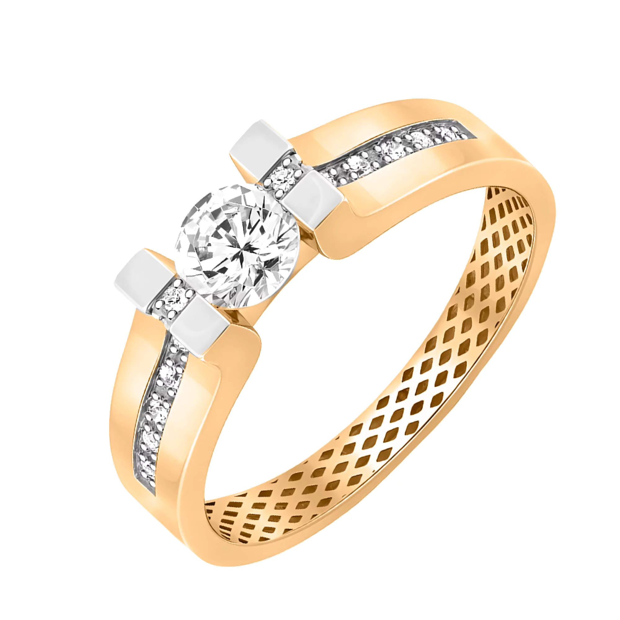 Золотое кольцо с фианитом - 482875 – изображение 1