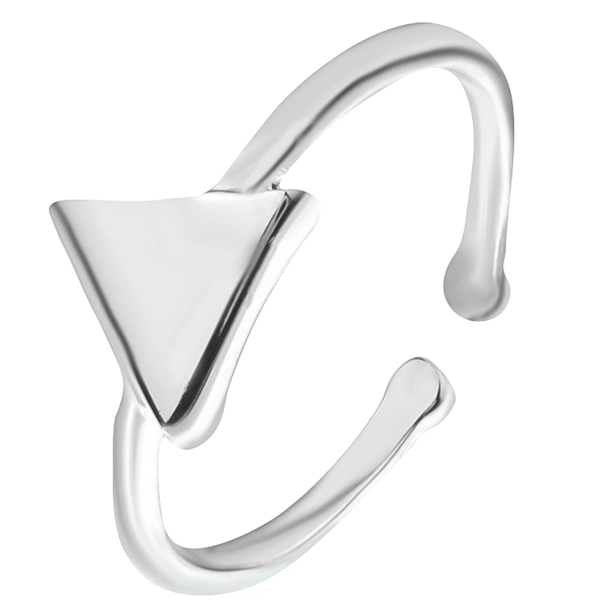 Кольцо серебряное с треугольником - 835738 – изображение 1