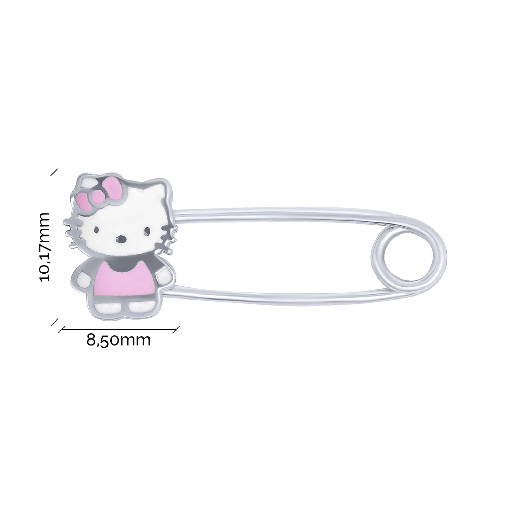Серебряная булавка "Hello Kitty" с эмалью - 1685967 - 2