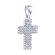 Двосторонній декоративний хрестик зі срібла з фіанітами  - 2199842