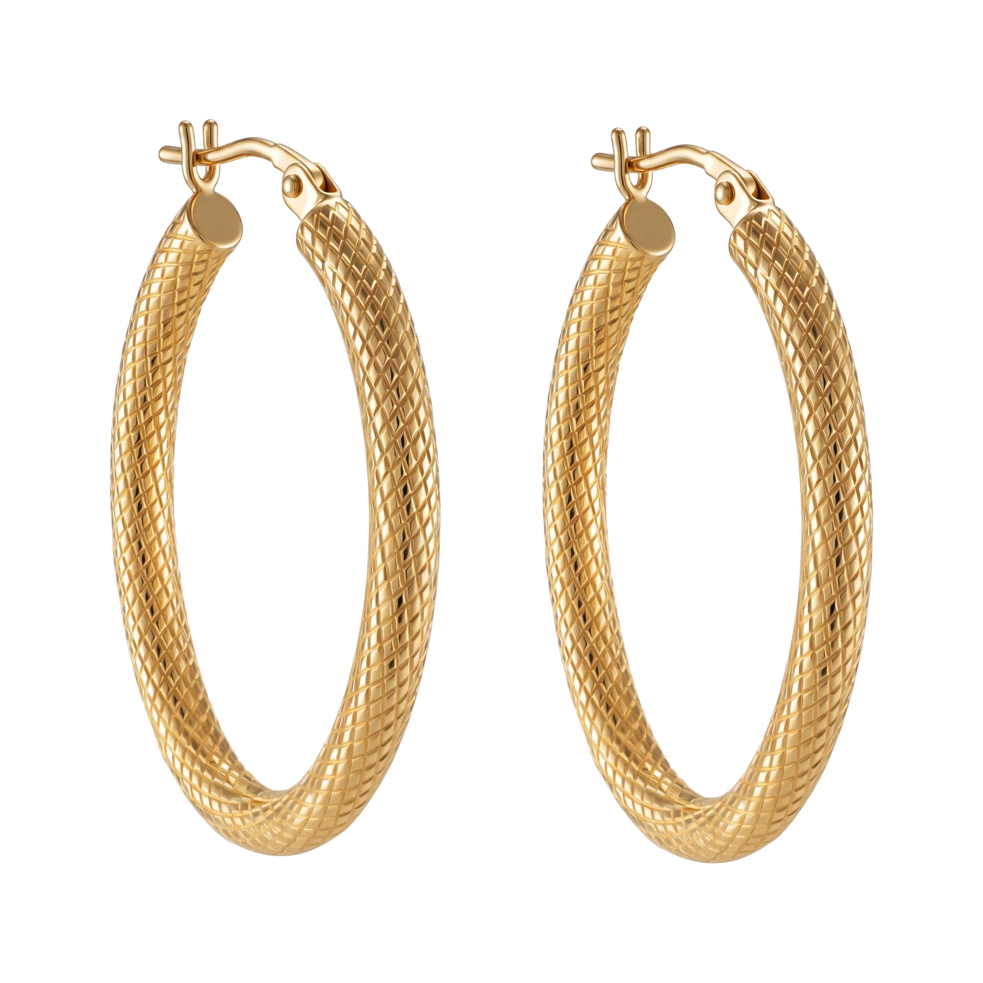 Серьги-кольца из желтого золота с узором - 2129779 - 2
