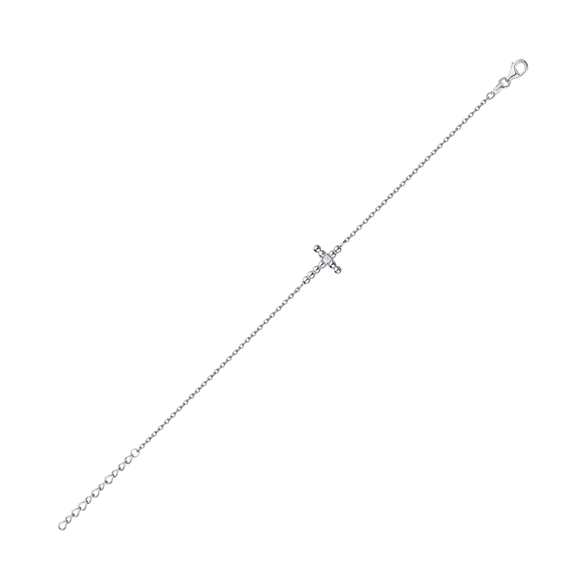 Браслет зі срібла "Хрестик" з фіанітом плетіння якірне - 1343334 – зображення 1