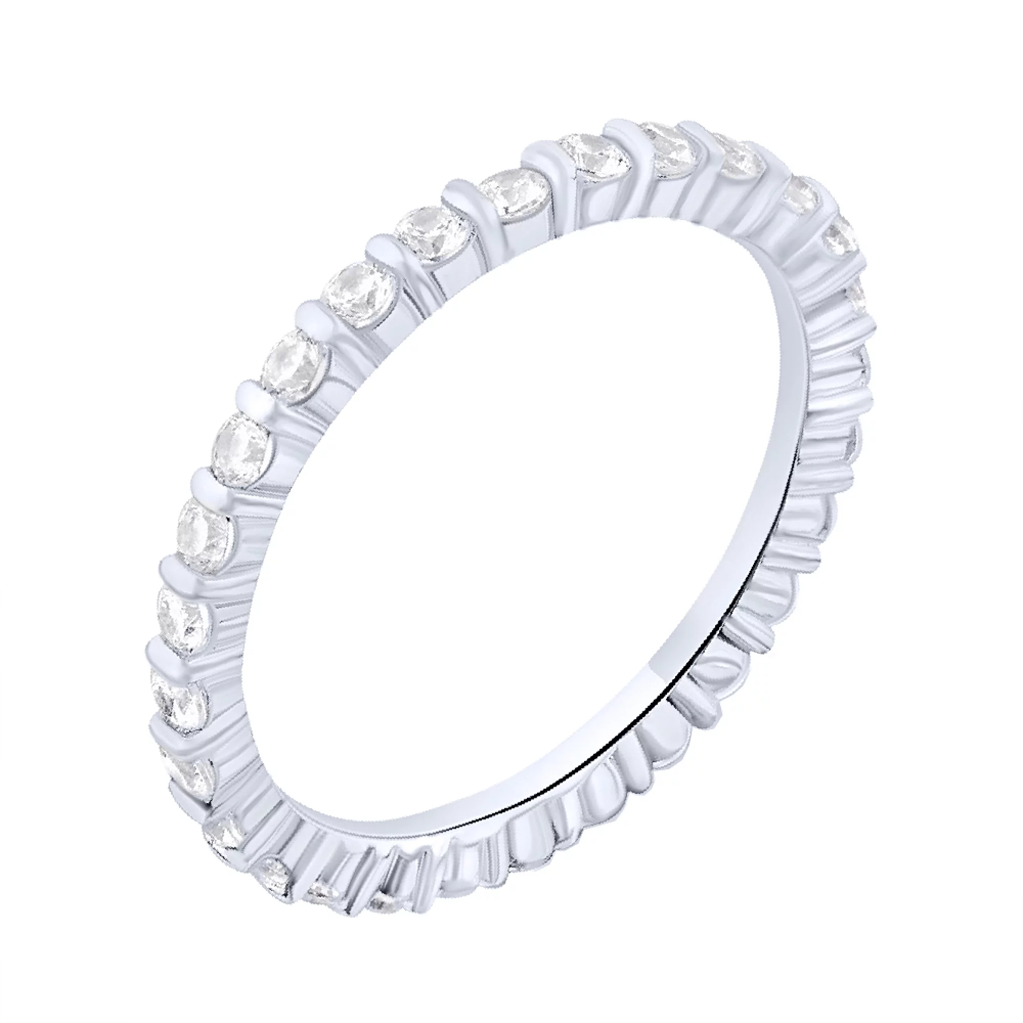 Кольцо серебряное с фианитами - 1625065 – изображение 1
