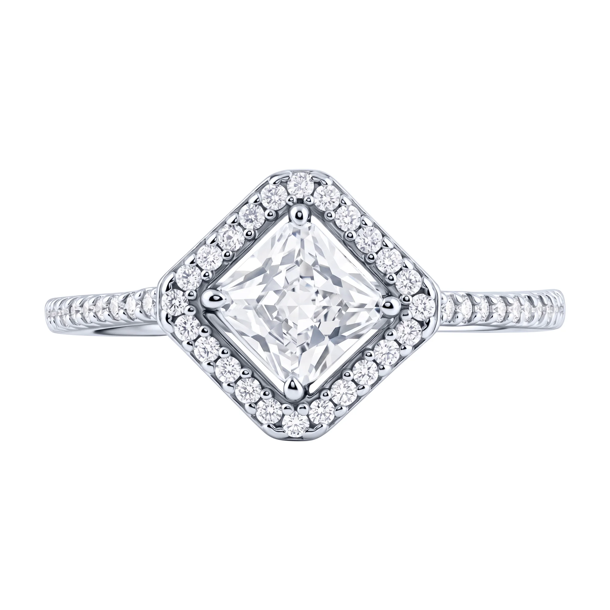 Серебряное кольцо "Квадрат" с фианитами  - 2236269 - 2