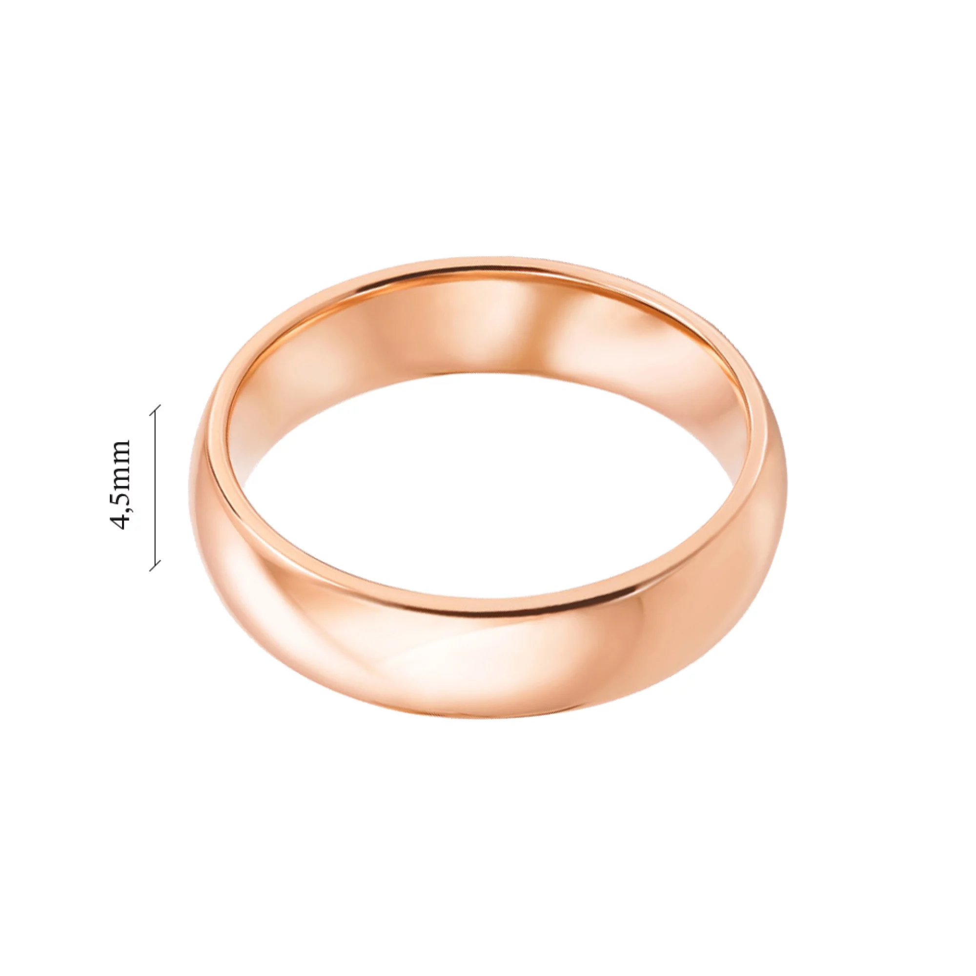 Обручальное кольцо из красного золота классическое комфорт - 547388 – изображение 2