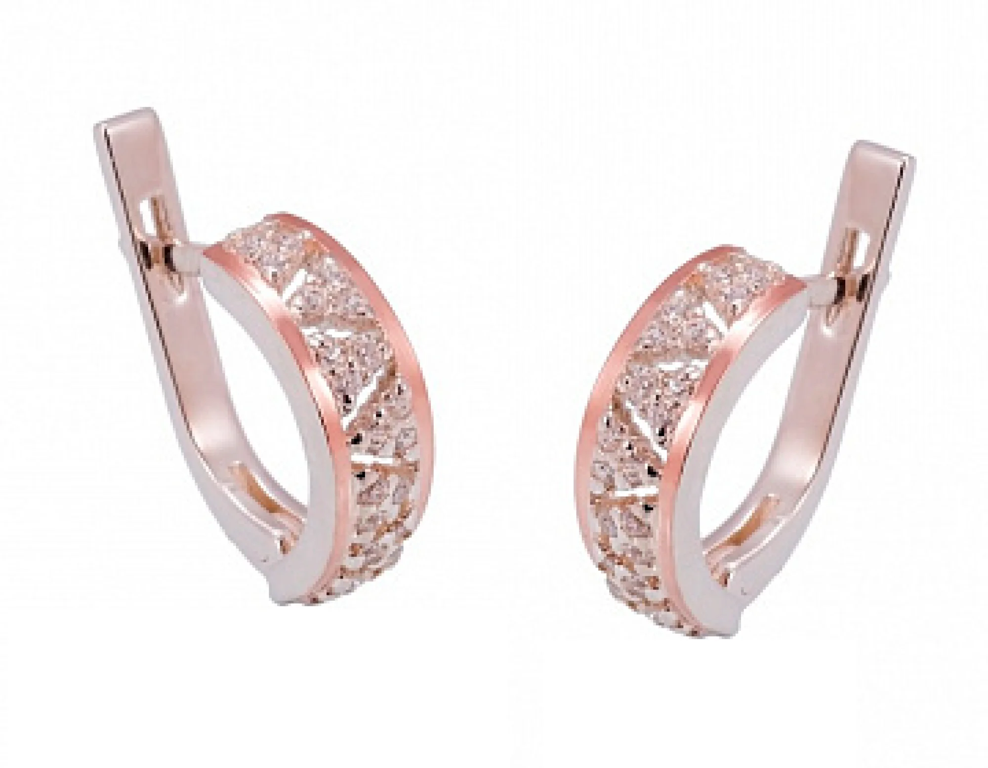 Сережки из серебра с позолотой и фианитами - 959570 - 1