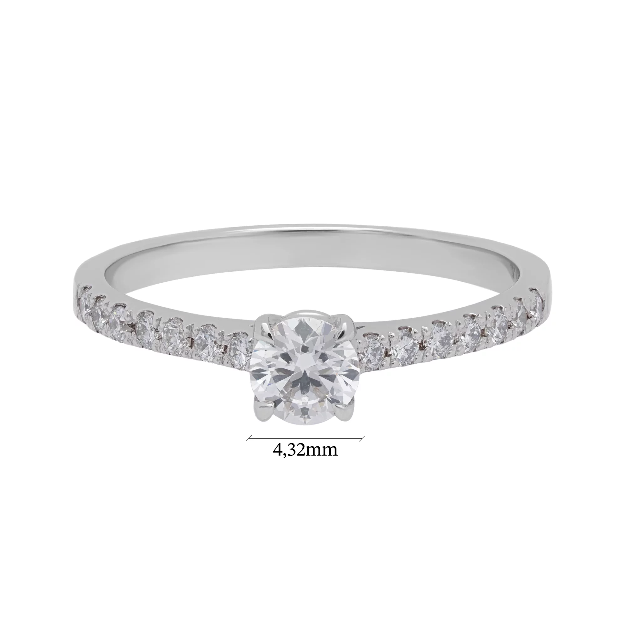 Тонкое кольцо с бриллиантом для помолвки из белого золота - 1644001 – изображение 6