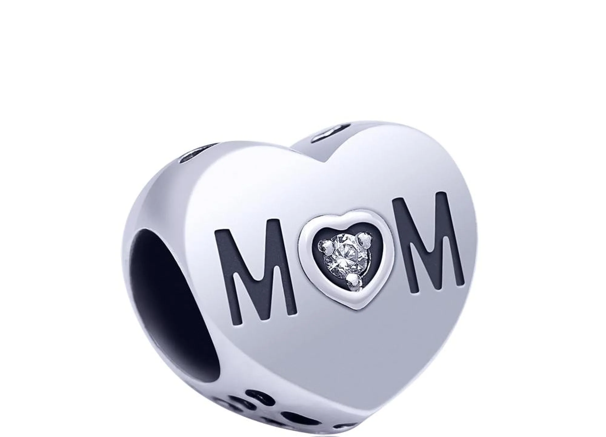 Серебряный шарм с цирконием "Mom" - 457846 - 1