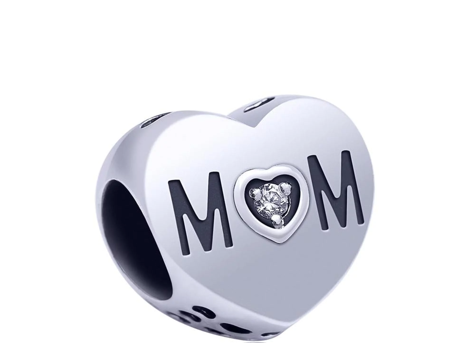 Серебряный шарм с цирконием "Mom" - 457846 – изображение 1