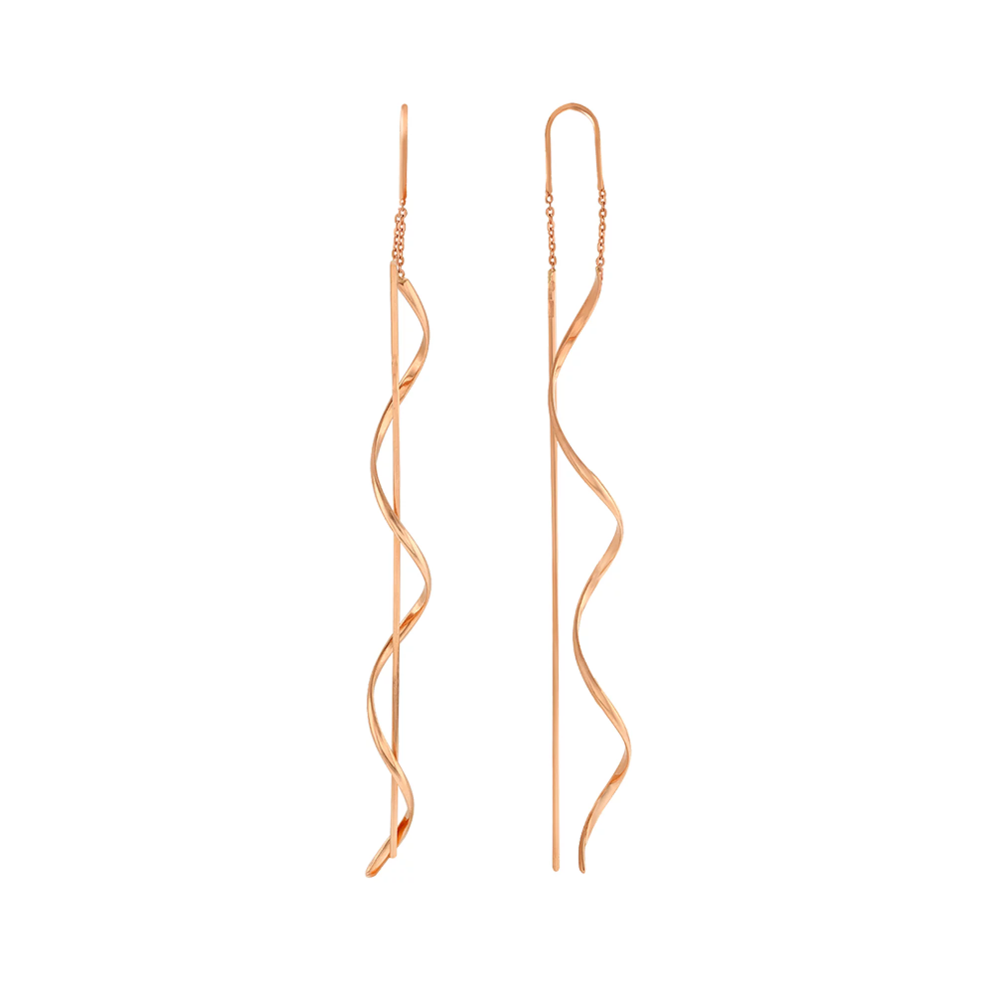 Серьги-протяжки из красного золота "Спираль" - 1443597 – изображение 1