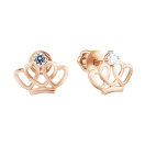 Сережки-гвоздики "Корона" из красного золота с фианитом - 1834061