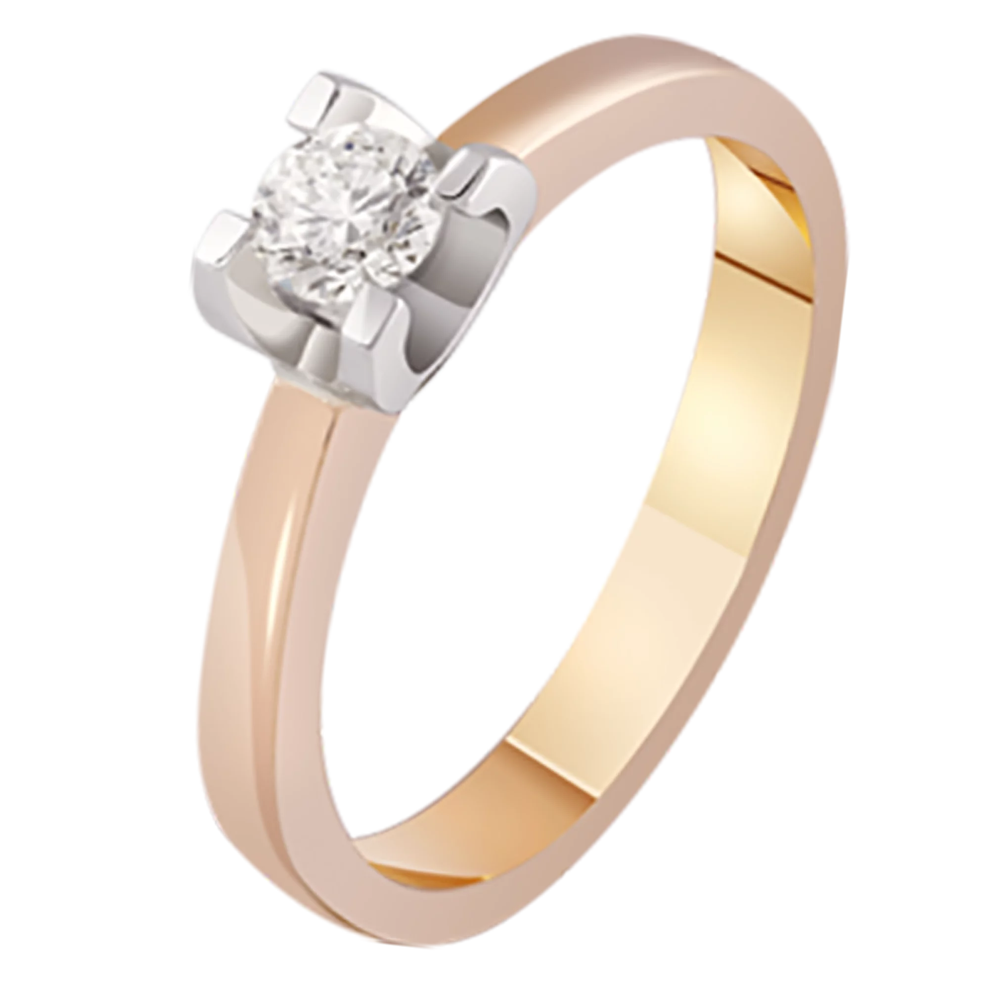 Кольцо золотое с бриллиантом - 502519 – изображение 1