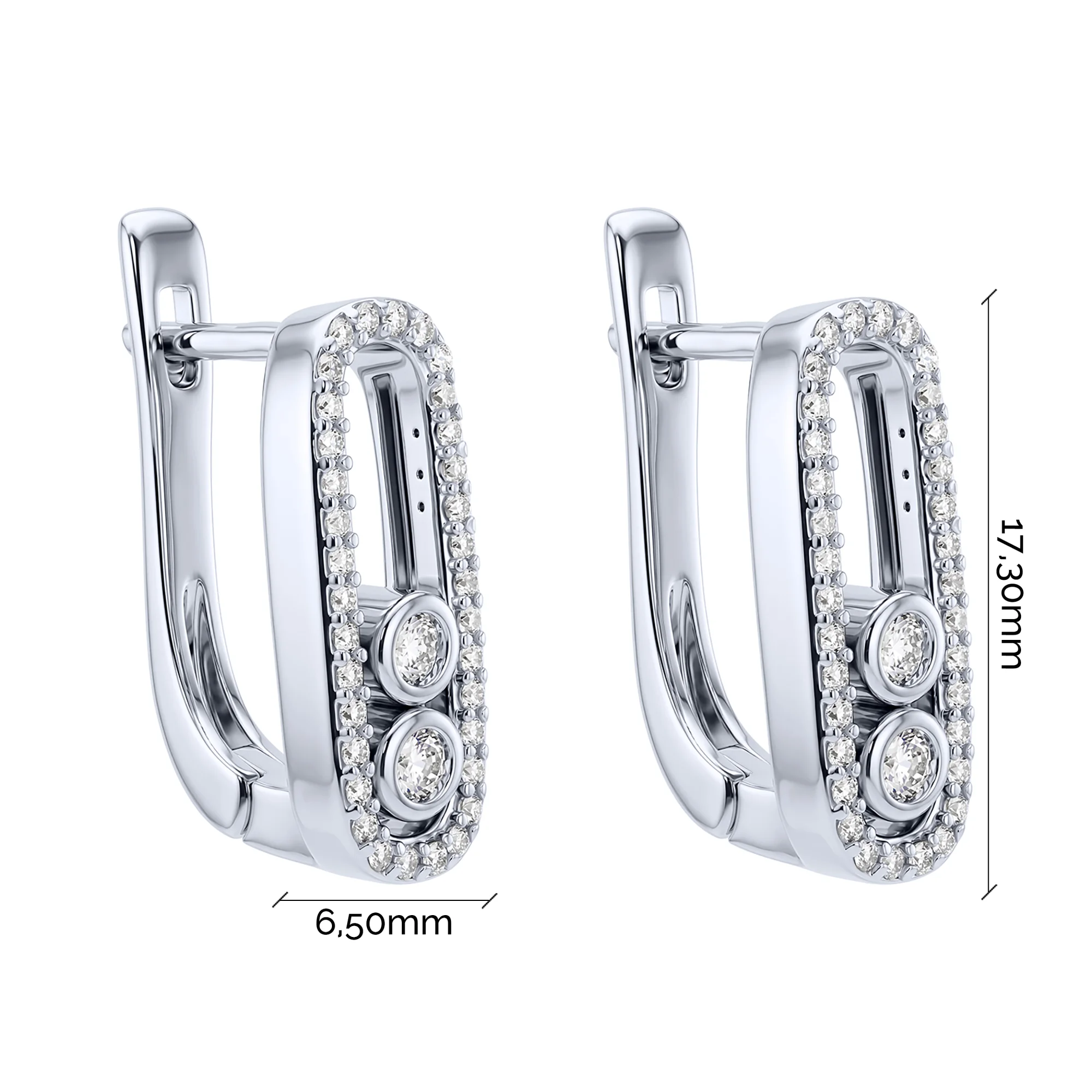 Серебряные серьги с подвижными фианитами  - 2225297 - 3