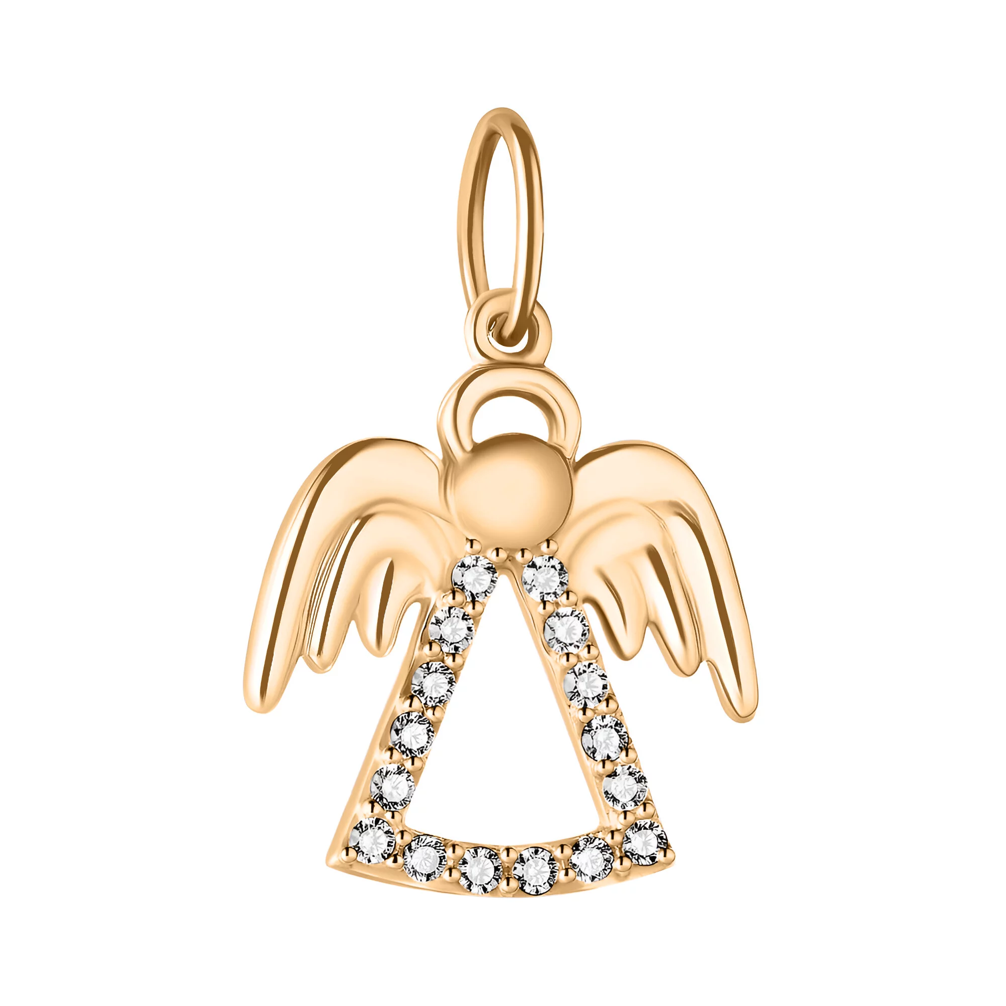 Золотая подвеска "Ангел" с дорожкой фианитов - 1564337 – изображение 1