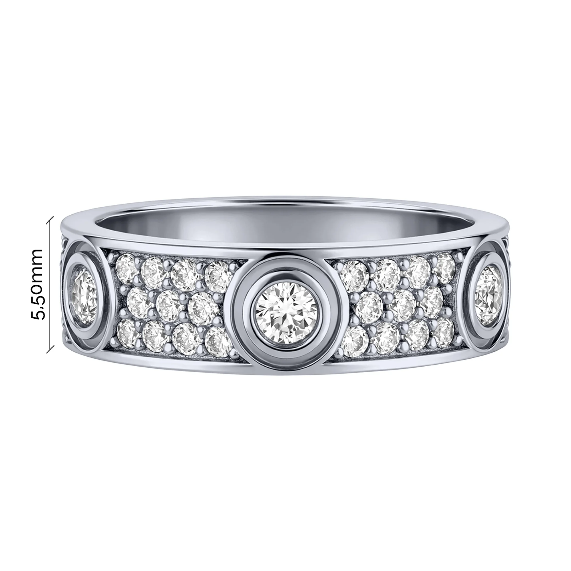 Серебряное кольцо с фианитами - 1514666 - 3