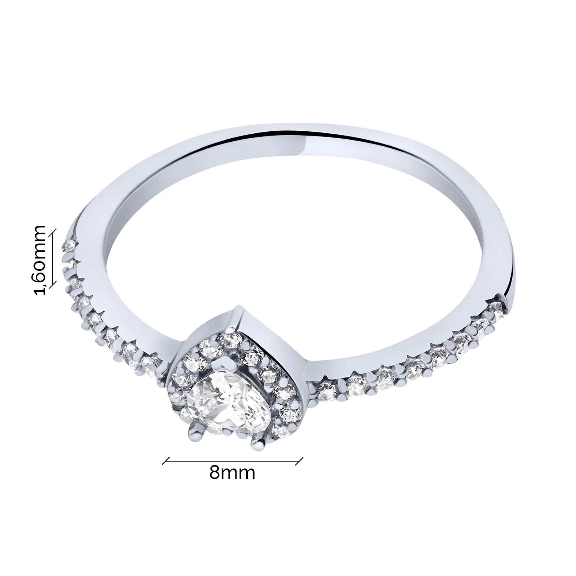 Серебряное кольцо "Сердце" с фианитами - 2186965 - 3