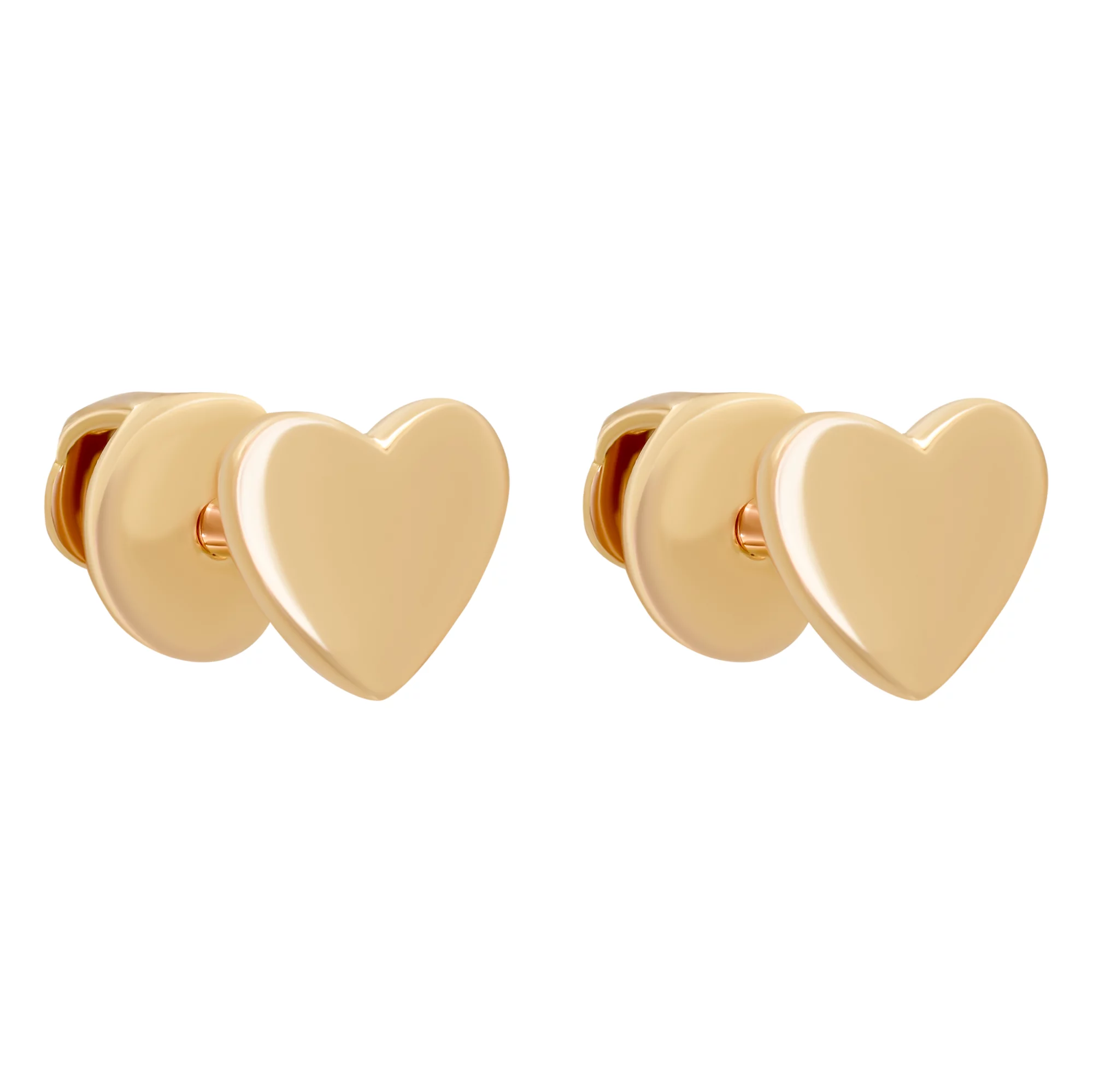 Сережки-гвоздики из красного золота "Сердечки" - 890775 – изображение 1