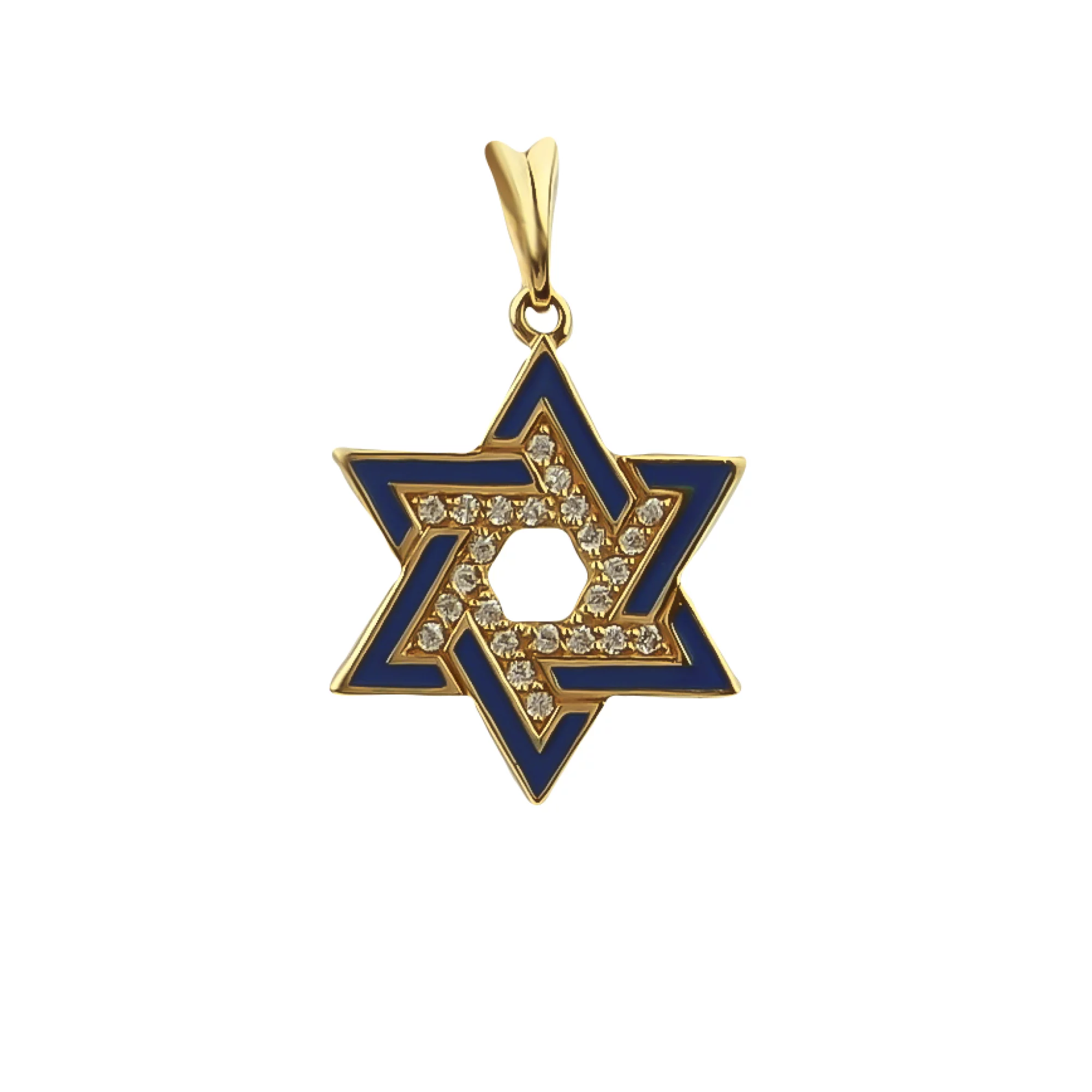 Золотой подвес с эмалью и фианитом Звезда Давида - 452046 – изображение 1