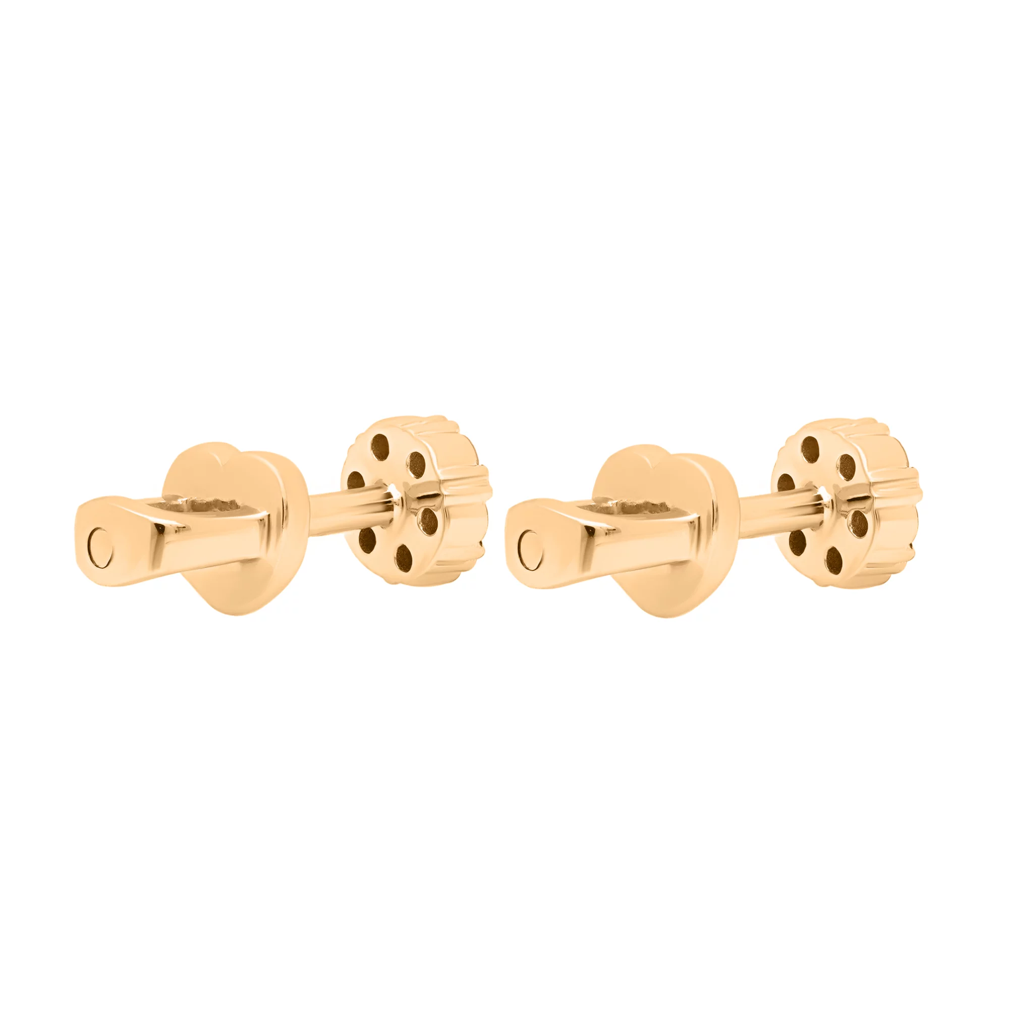 Круглые сережки-гвоздики из красного золота с бриллиантами - 1706205 – изображение 2