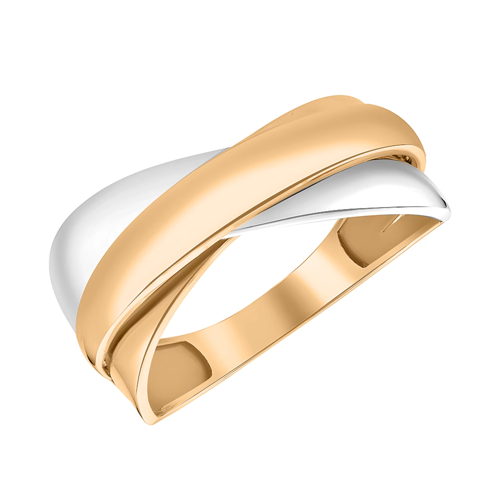 Кольцо "Переплетение" в красном и белом золоте - 1564306 – изображение 1