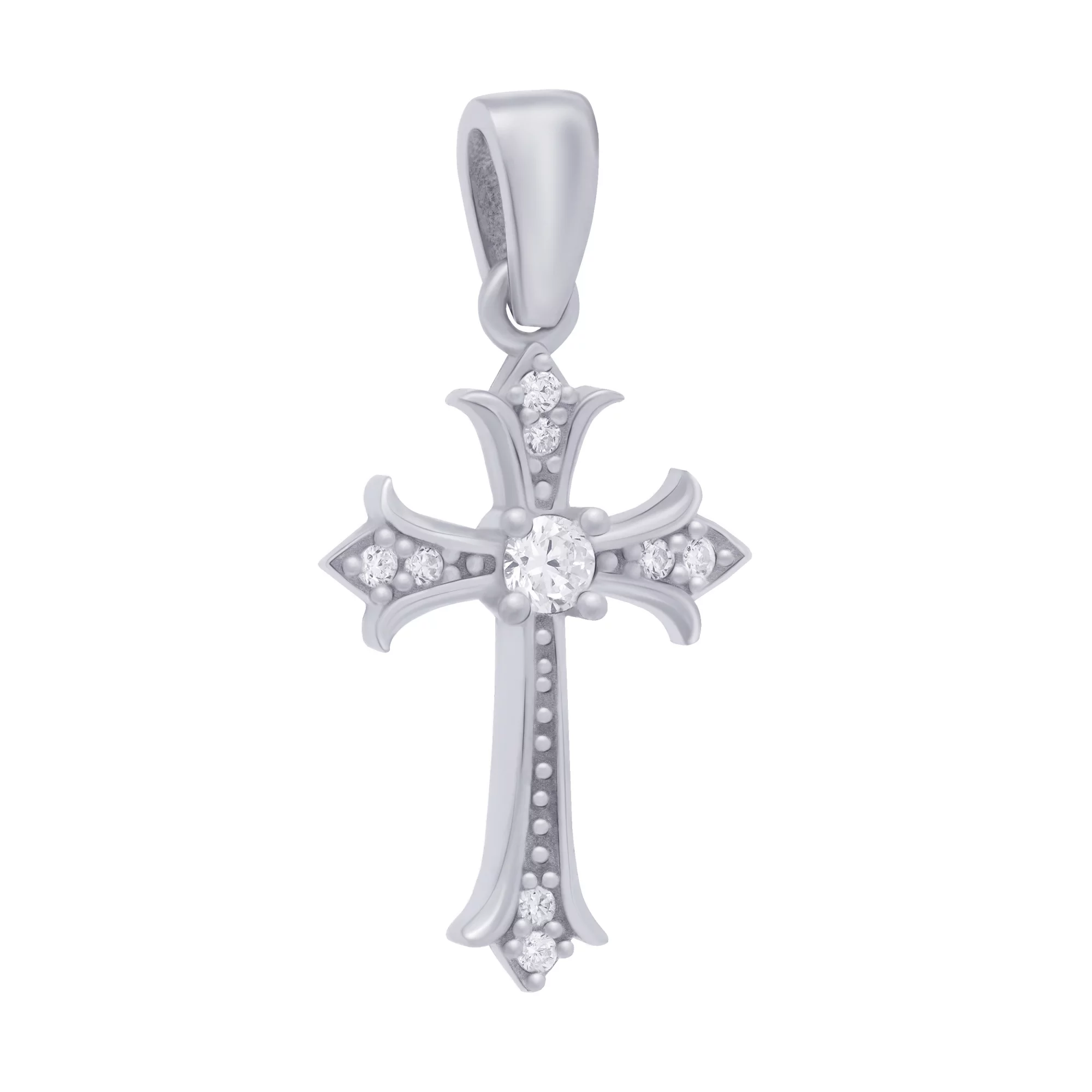 Крестик из серебра с фианитами - 1684803 – изображение 1