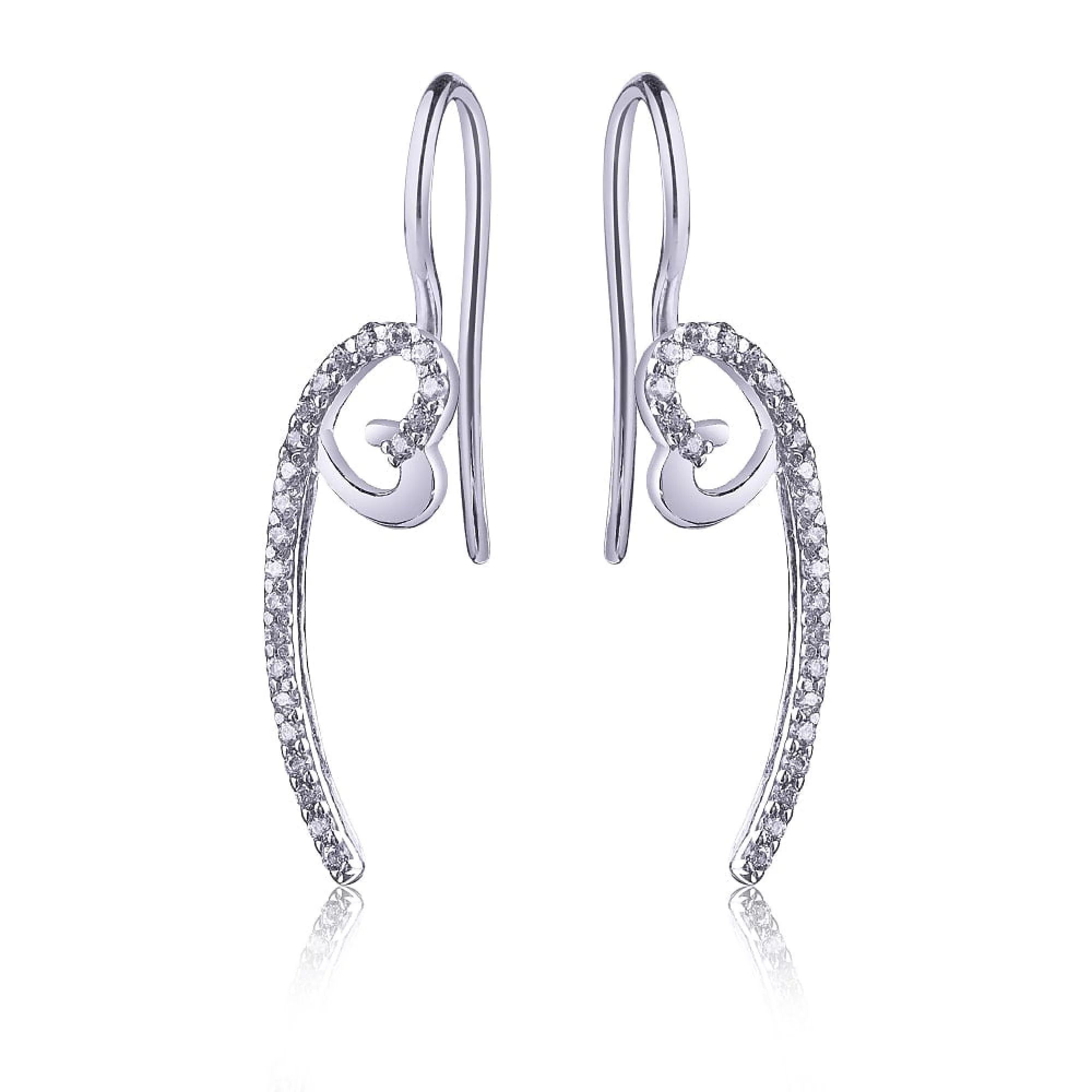 Срібні сережки-петлі з цирконієм - 411545 – зображення 1