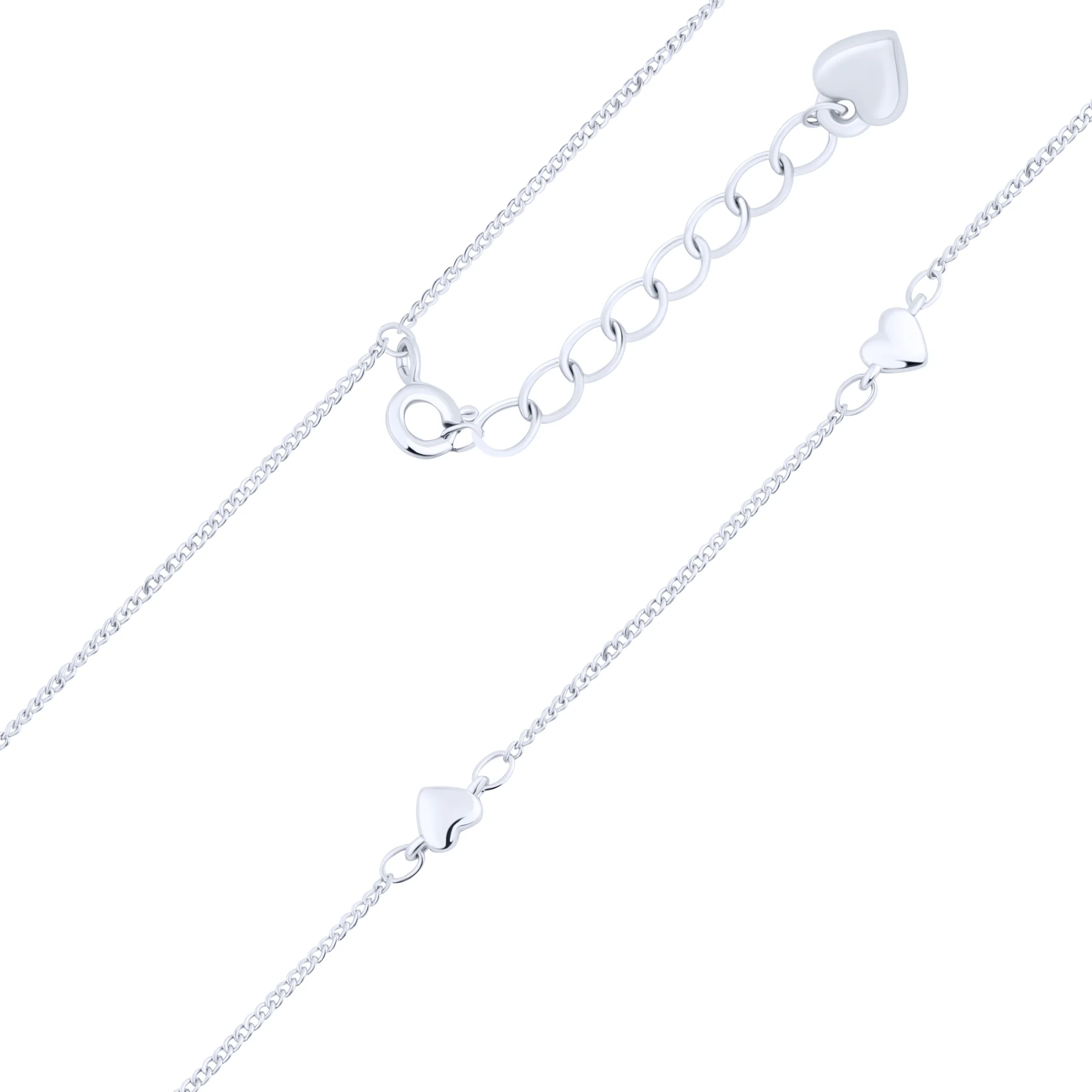 Серебряное колье "Сердечки" плетение панцирь - 2142544 - 1