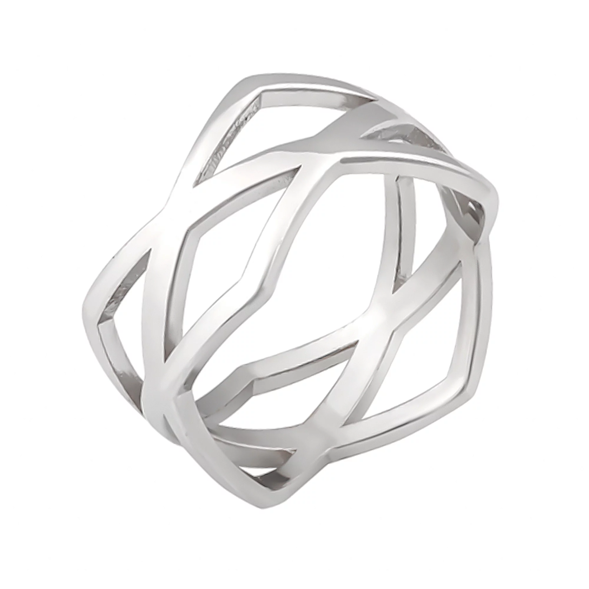 Серебряное кольцо "Переплетение" с родированием - 1575309 – изображение 1