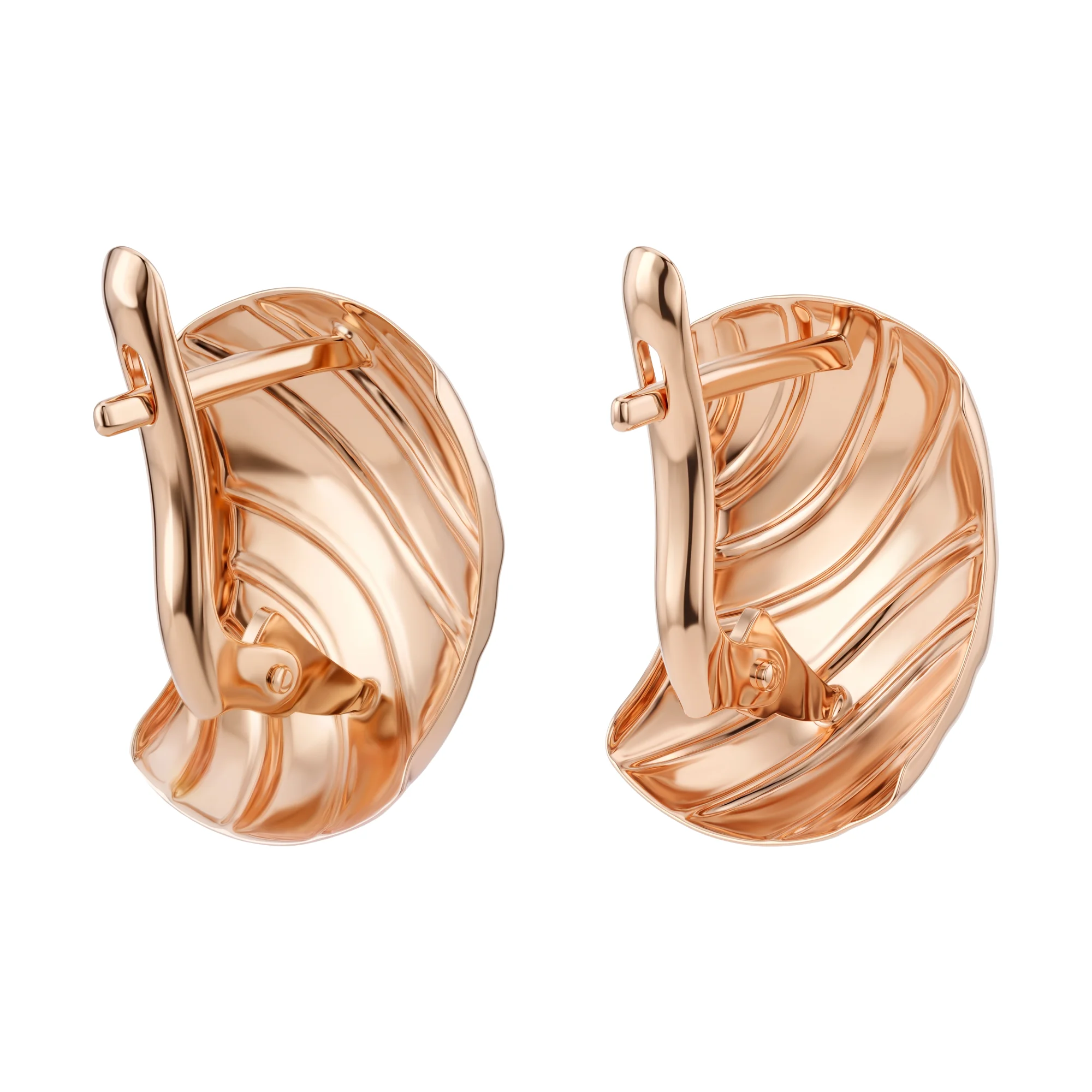 Ребристые серьги из красного золота  - 2246569 - 2