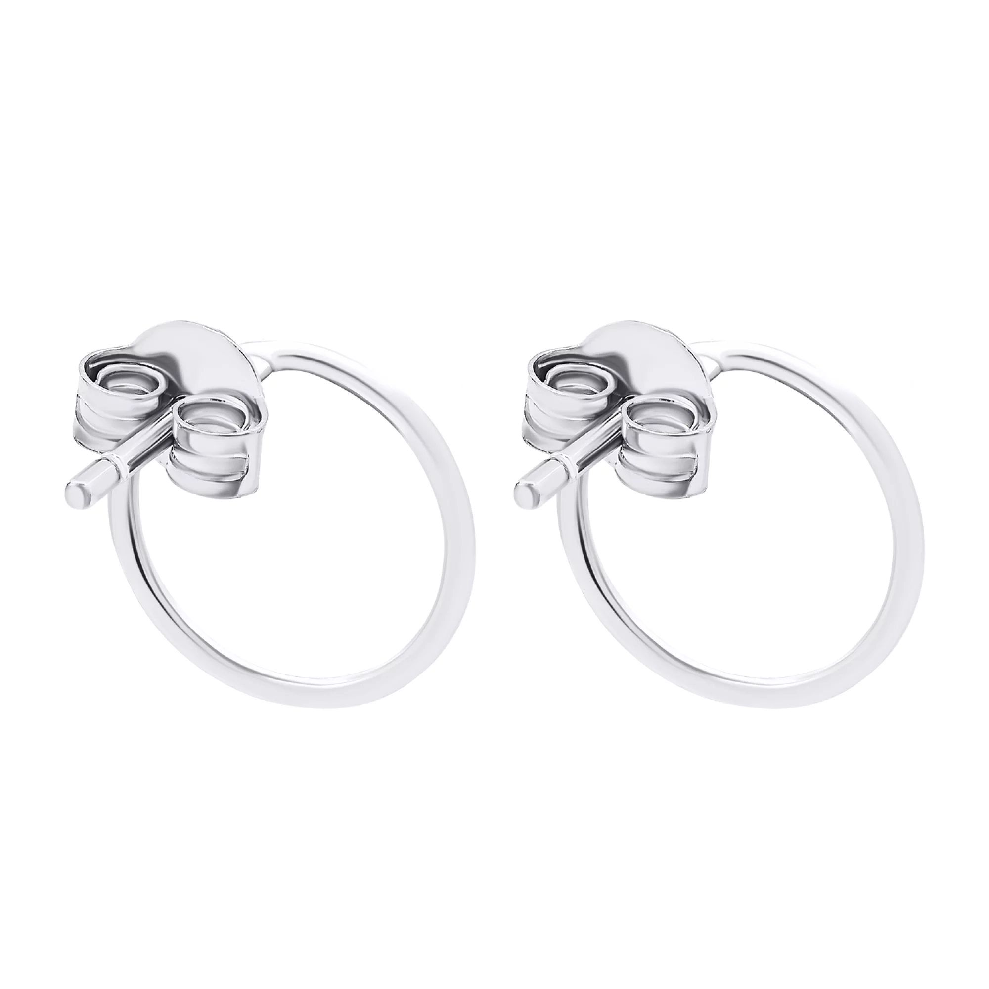 Круглі срібні сережки-гвоздики  - 1521644 – зображення 2