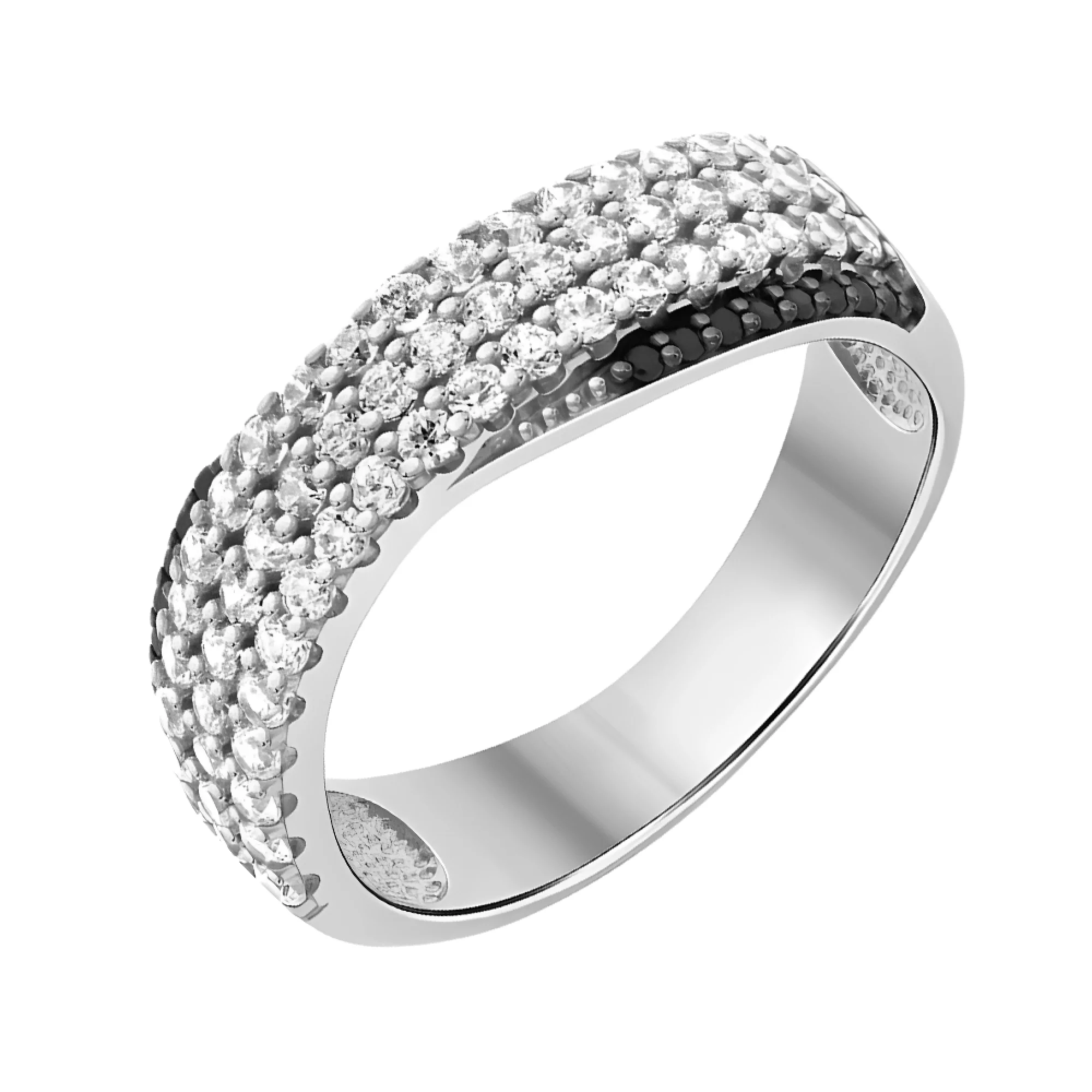 Серебряное кольцо с фианитом - 474156 – изображение 1