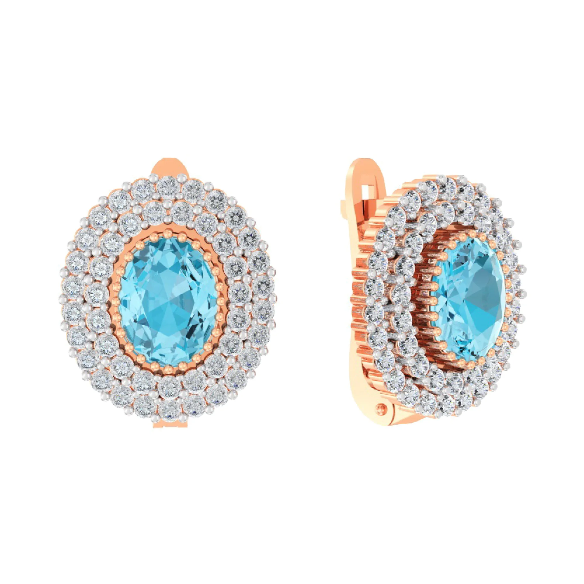 Сережки из красного золота с фианитами и топазом - 960757 - 1