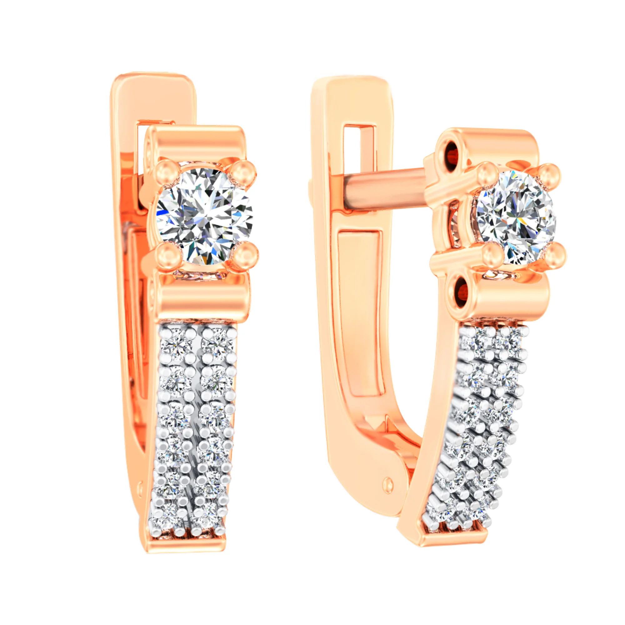 Сережки из красного золота с фианитами - 961394 - 1